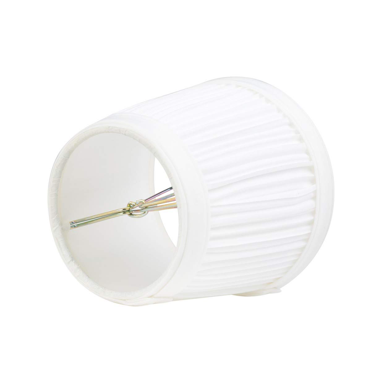 Vintage White Fabric Clip On Lamp Shade - 4