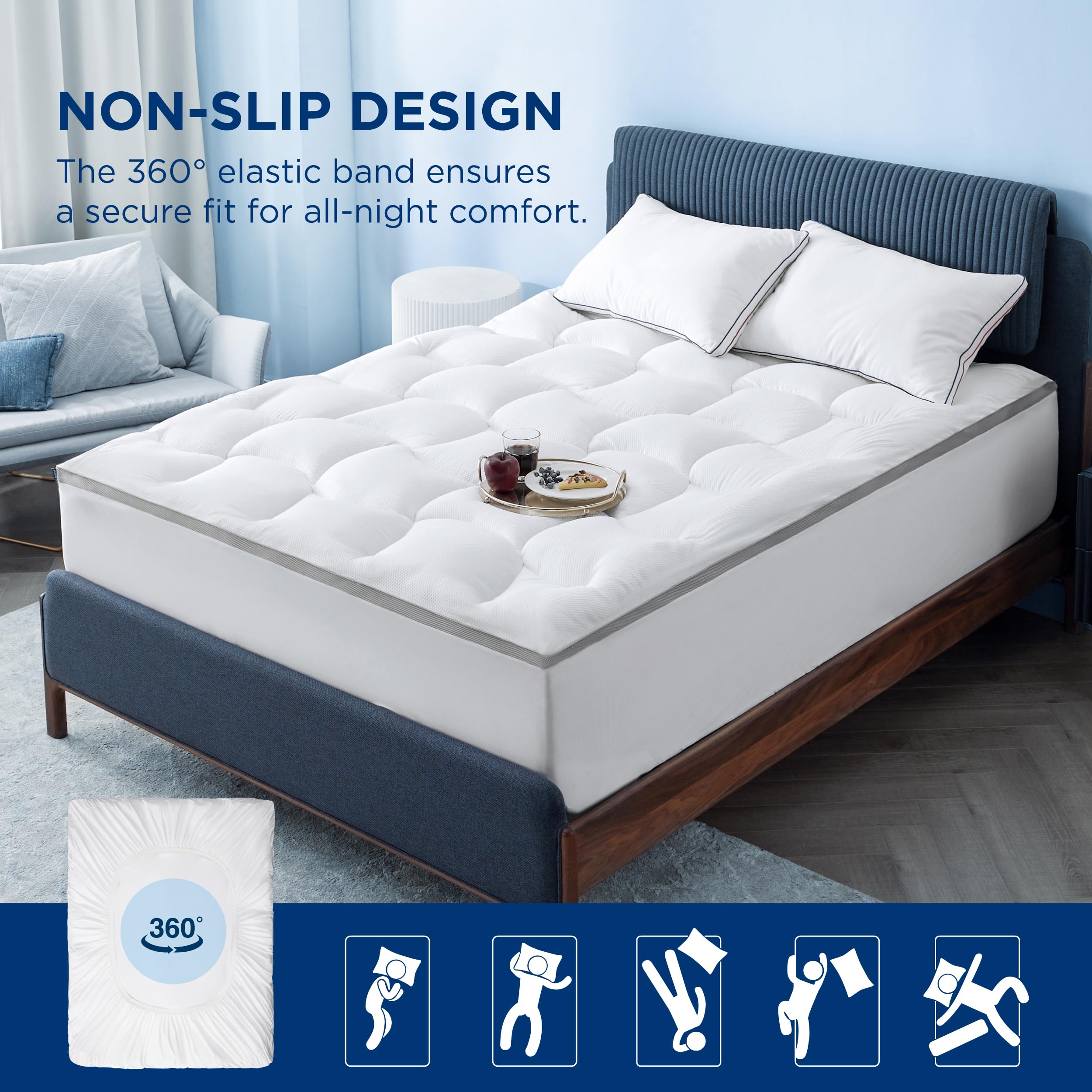 Bedsure Twin XL Mattress Topper - 800 GSM Thick Pillow Top Mattress Protector with Deep Pocket (8-21 Inches), Waterproof & Breathable Bed Pad for College Dorm, Guest Room & Home Bedroom - White - Perfect for Extra Comfort & Support While Sleeping