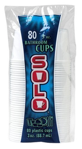 80-Pack Solo 3-Ounce Plastic Bathroom Cups - Disposable Drinking Cups for Parties, Travel, Hotels & Home Use - BPA-Free Small Bathroom Cups for Water, Juice & Beverages
