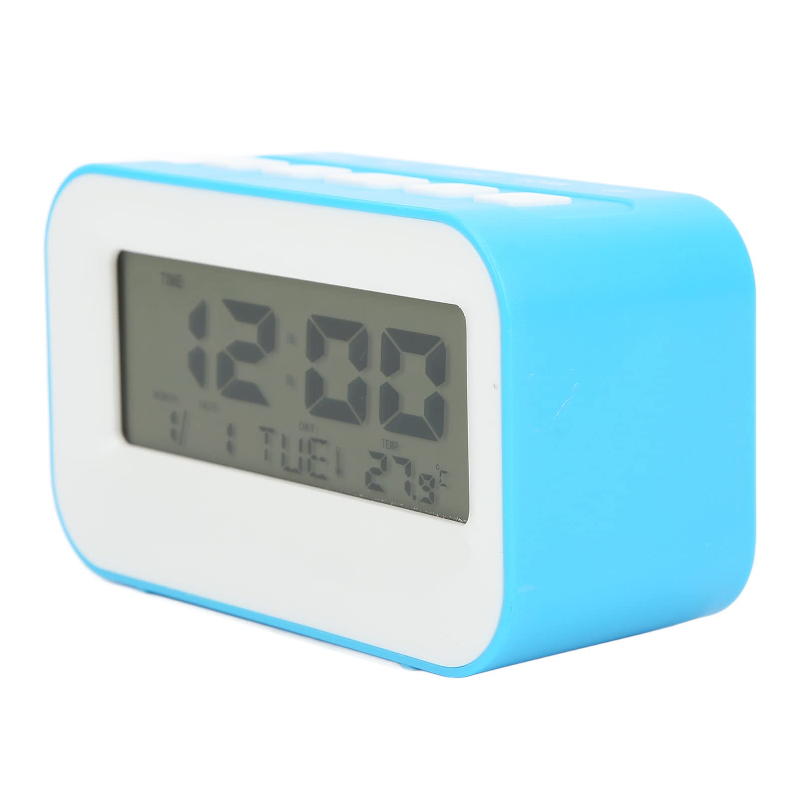Kids LCD Digital Alarm Clock with Music, Temperature Display - Small Plastic Alarm Clock for School, Bedroom & Travel