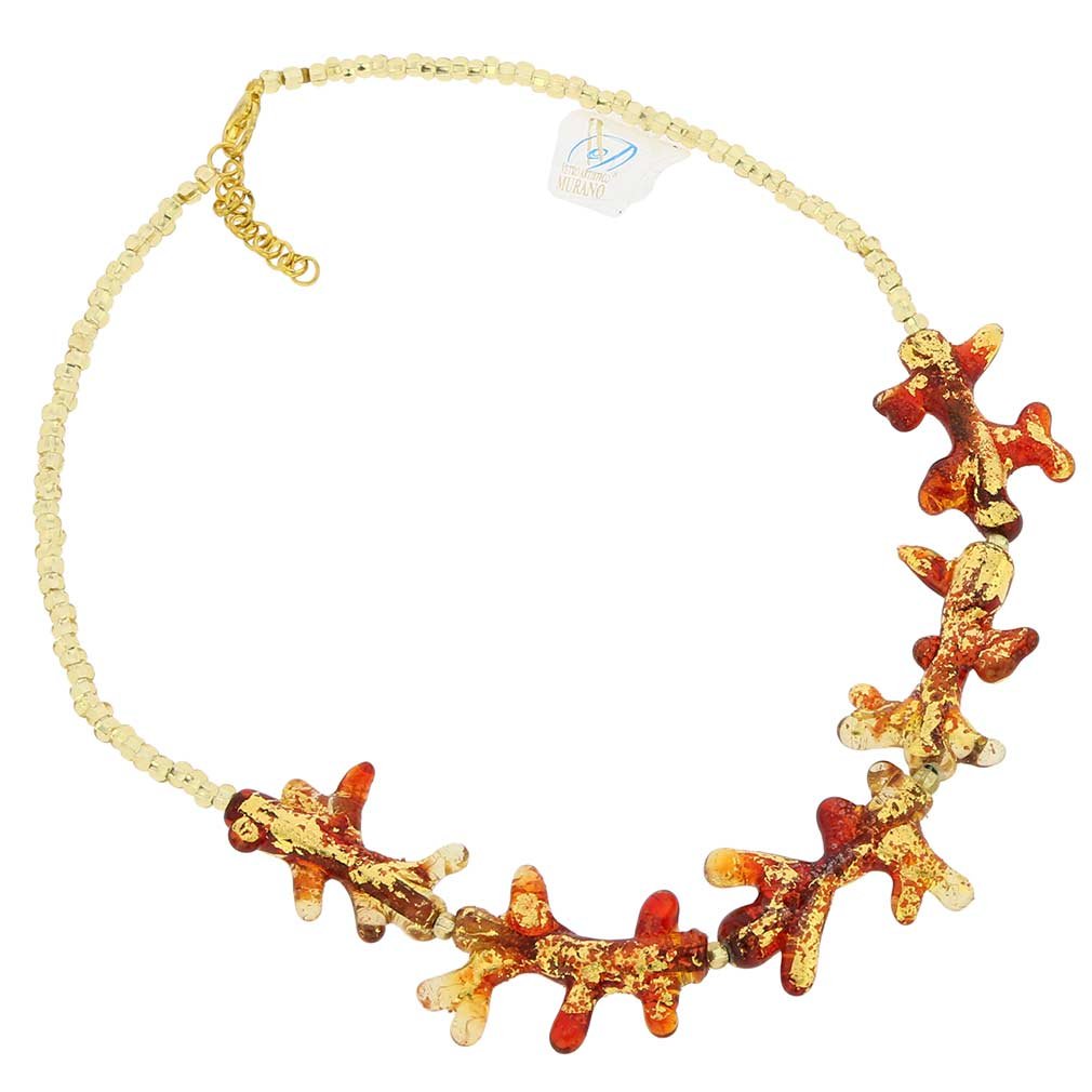 Venetian Murano Glass Coral Necklace - Handmade Italian Jewelry for Women, Perfect for Weddings, Parties & Special Occasions