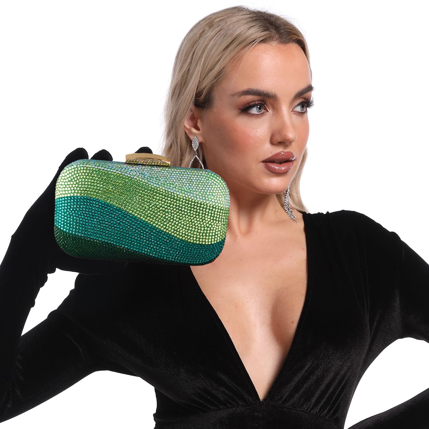 Luxury Crystal Clutch Evening Bag for Women - Rhinestone Wedding Purse with Sea Wave Design | Perfect for Prom, Gala, Cocktail Parties & Formal Events