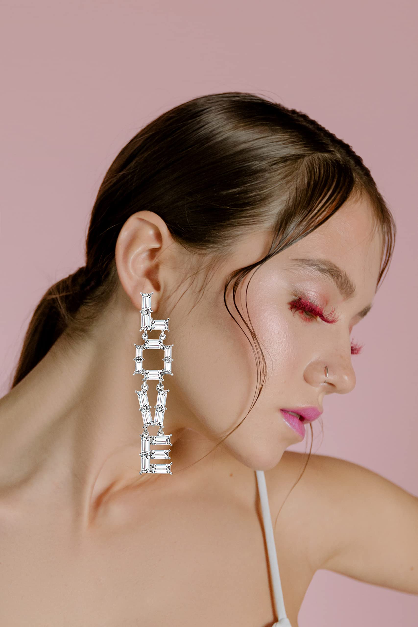 Sparkly Crystal Rhinestone Drop Dangle Tassel Earrings for Women - Long Boho Statement Earrings for Wedding, Party & Evening Wear | Elegant Eardrop Jewelry Gift