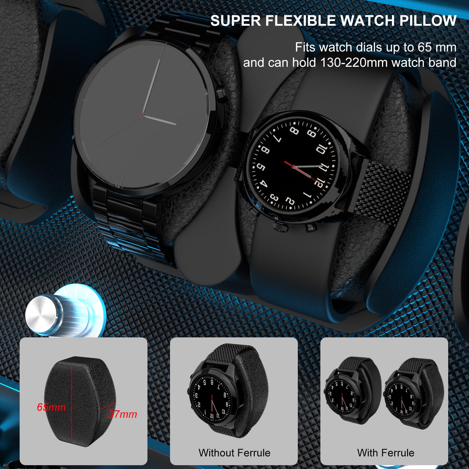 XTELARY Automatic Watch Winder for 4/6/8/12 Watches - Lockable Storage Box with 4 Extra Slots, 4 Rotation Modes, Adjustable Watch Pillows, Silent Mabuchi Motor & LED Backlight | Perfect for Automatic Watch Collection, Display & Maintenance at Home/Office