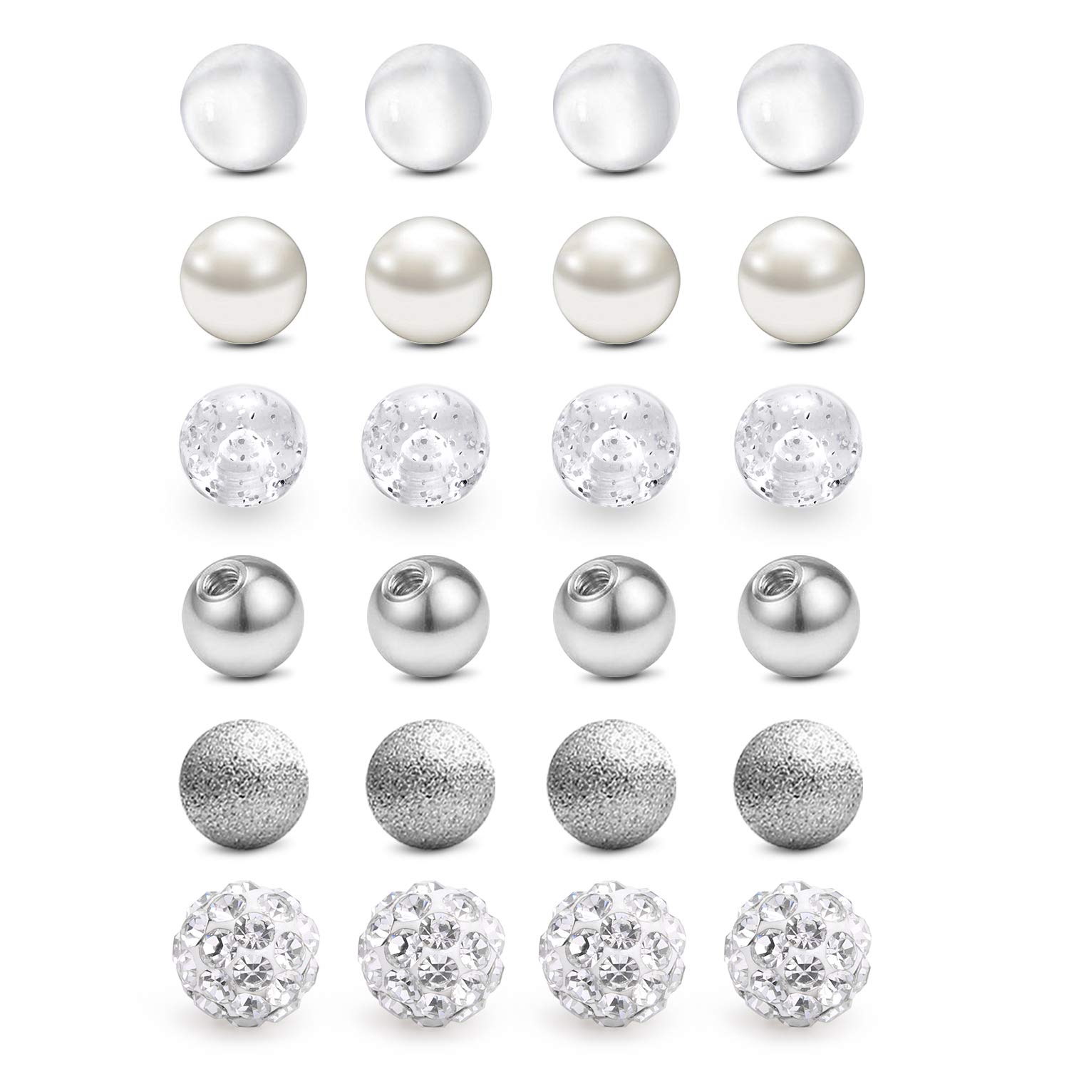 Stainless Steel Replacement Balls for Lip Studs & Labret Earrings - 16G 14G Externally Threaded Piercing Jewelry (3mm-8mm) - Perfect for Septum Rings, Nose Studs & Body Piercing Jewelry Replacement