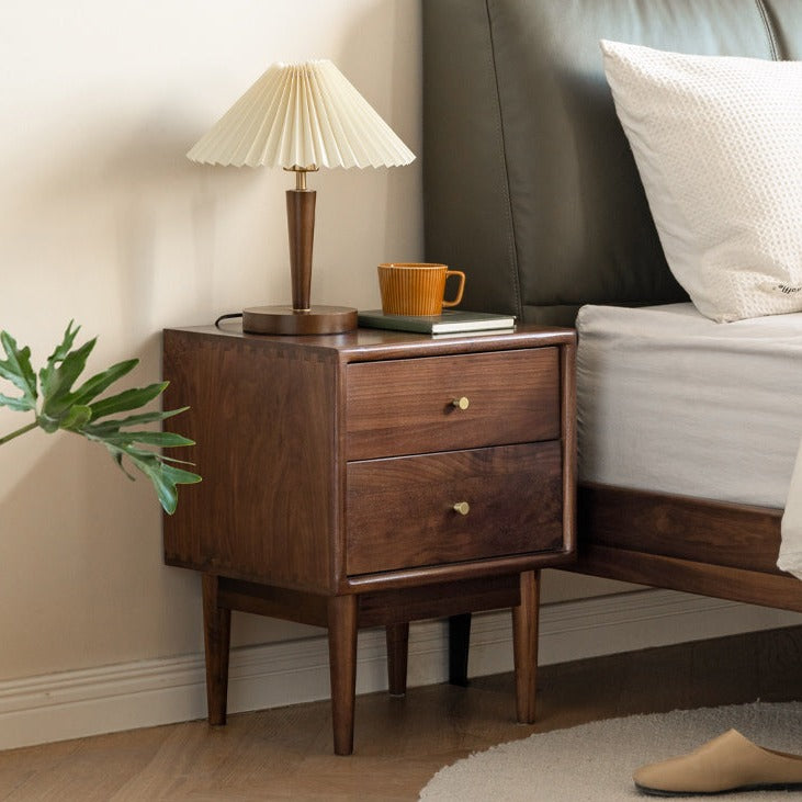 Premium Black Walnut Solid Wood Nightstand - Handcrafted Bedside Table with Drawer | Perfect for Bedroom, Living Room & Guest Room Decor