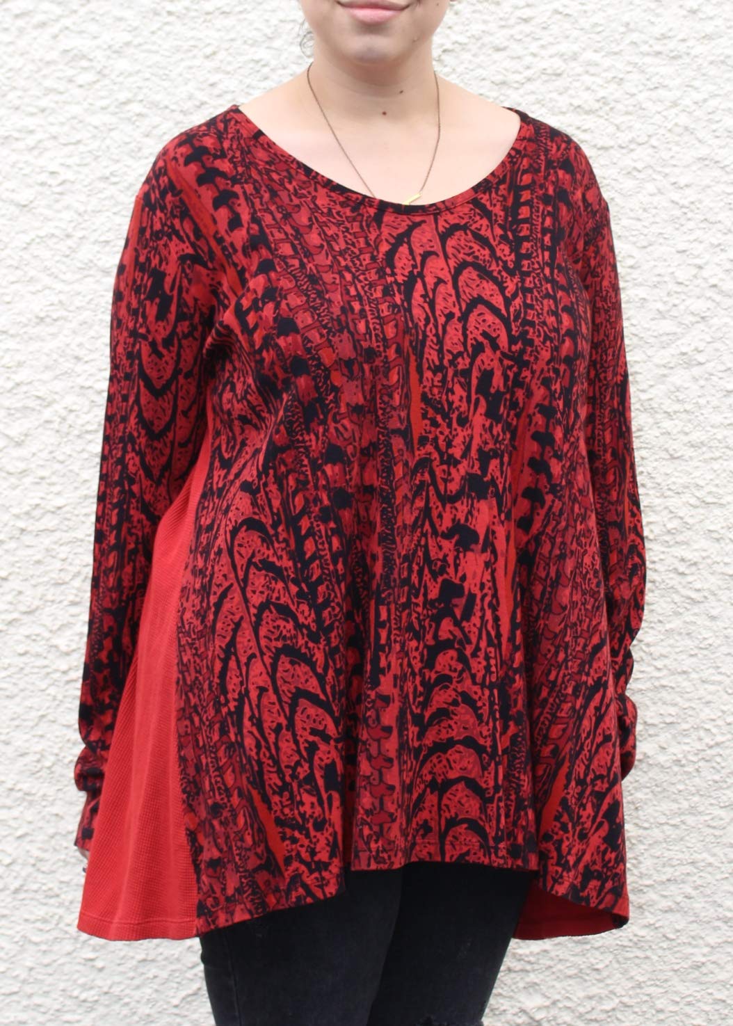 Women's Foxtail Waffle Back Relaxed Fit A-Line Cotton Tunic Top - Casual Loungewear & Everyday Comfort for Spring/Summer Outfits