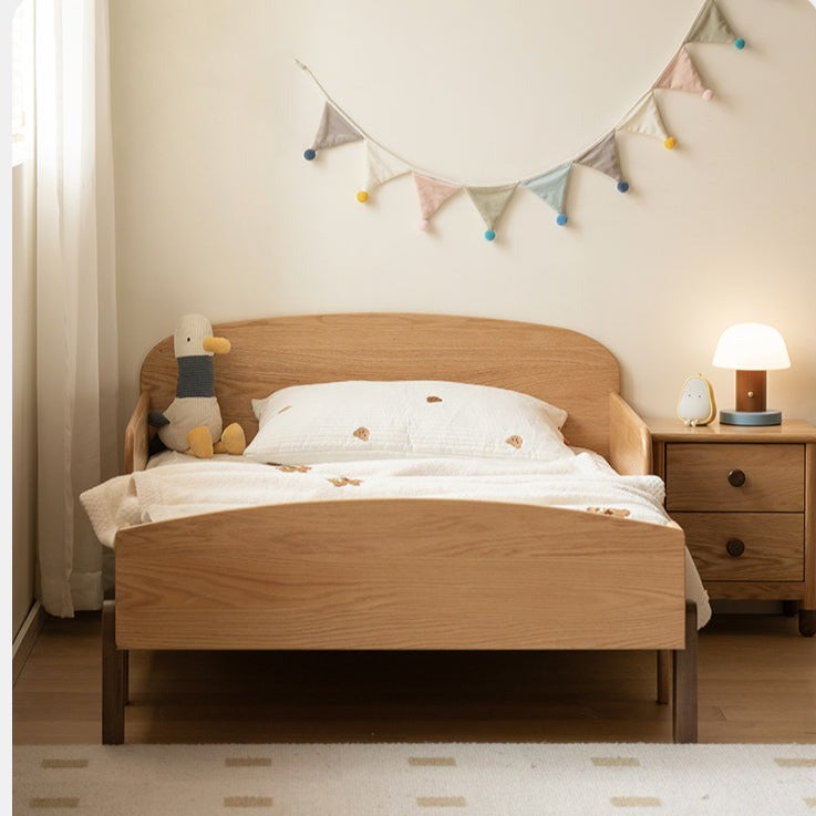 Expandable Solid Oak & Beech Wood Toddler Bed – Adjustable from 57in (145cm) to 80.7in (205cm) – Perfect for Growing Kids & Small Bedrooms