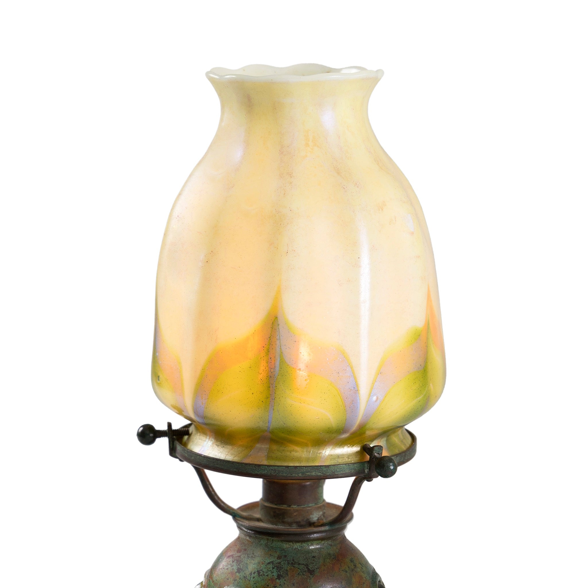 Tiffany Studios New York Jeweled Candlestick with Tulip Shade - Elegant Home Decor for Dining Table, Mantel & Luxury Gift Giving