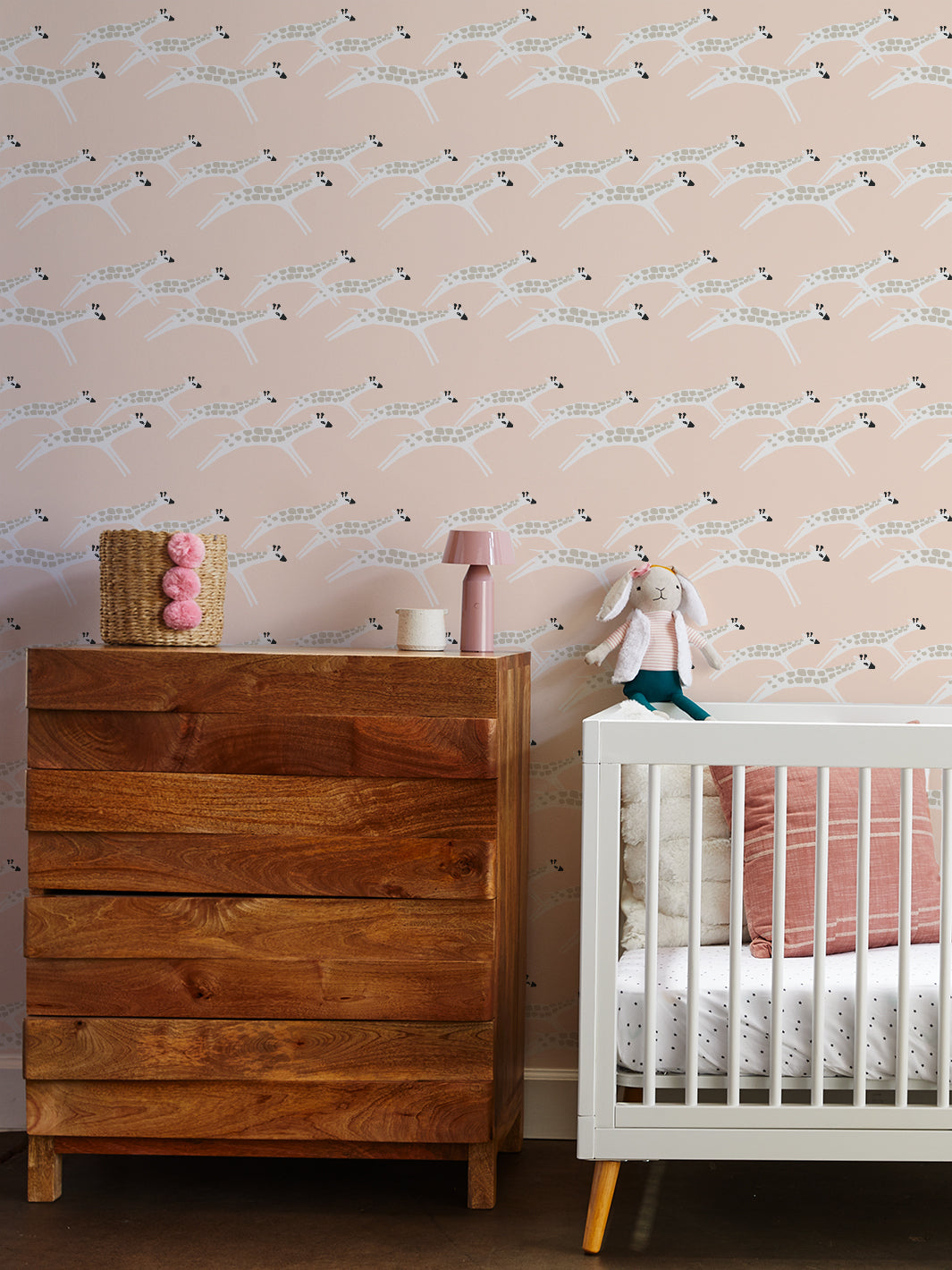 Galloping Giraffes Peel and Stick Wallpaper - Safari Nursery Decor by Tea Collection in Peach | Perfect for Kids' Rooms, Playrooms & Nursery Walls