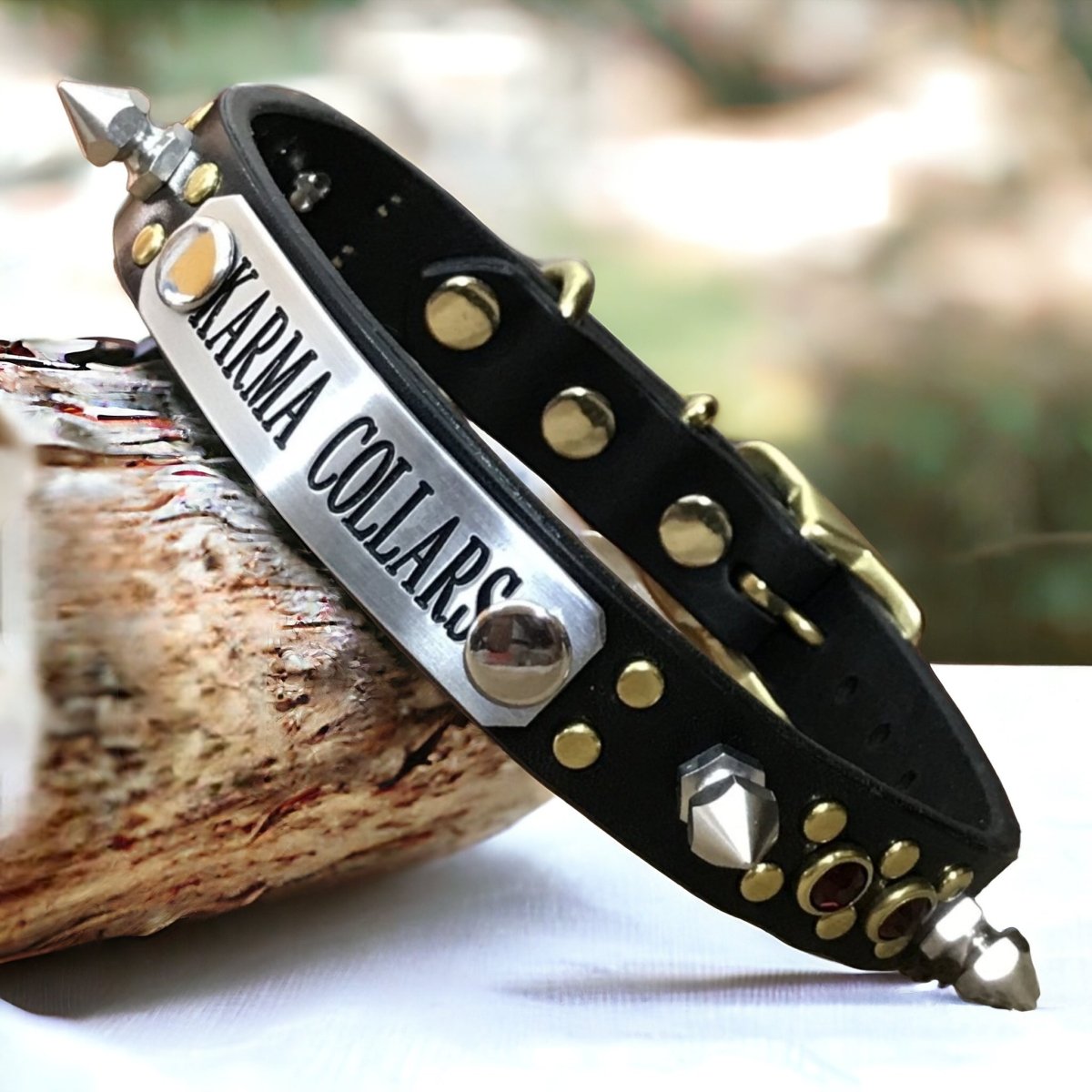 Little Jonnie Spikes Leather Dog Collar - Adjustable Studded Pet Collar for Small Medium Dogs - Stylish & Durable for Walking, Training, and Outdoor Adventures