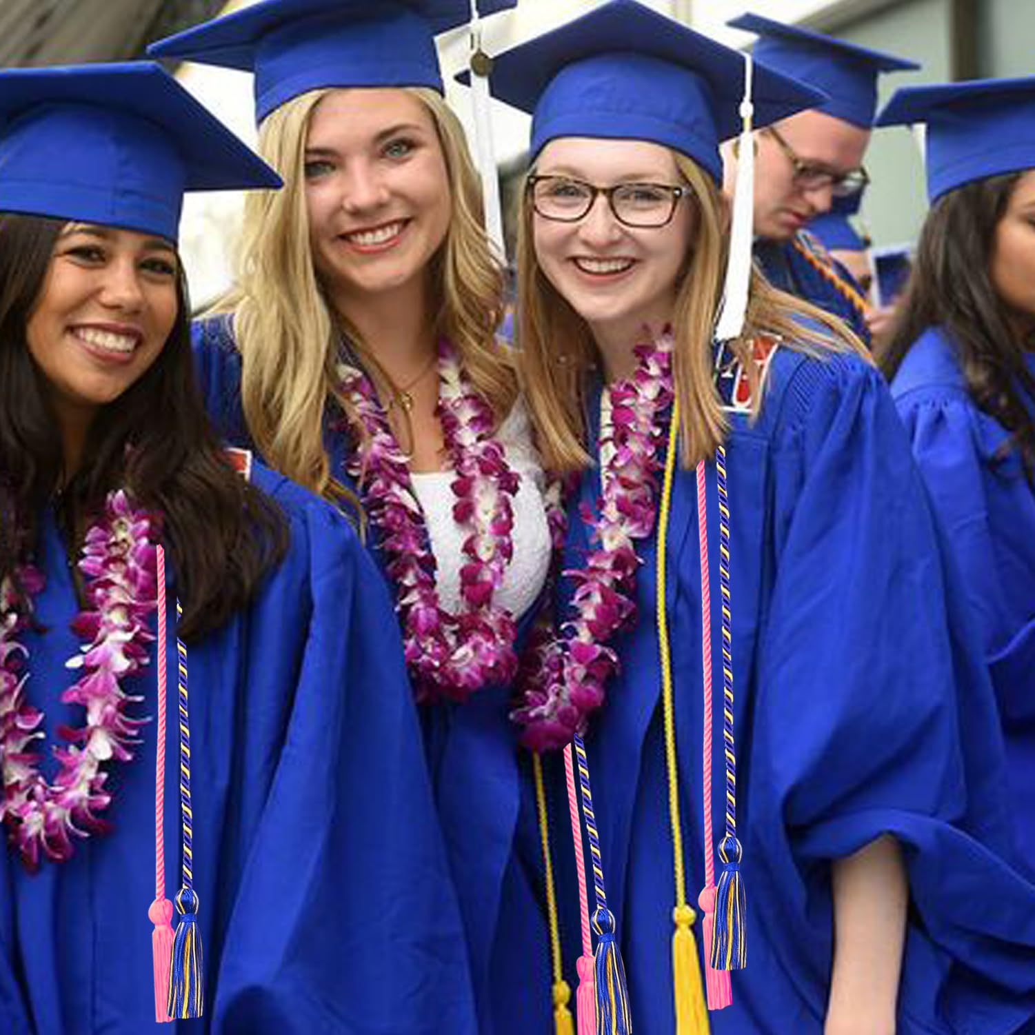 Royal Blue and Gold Graduation Honor Cords - 67