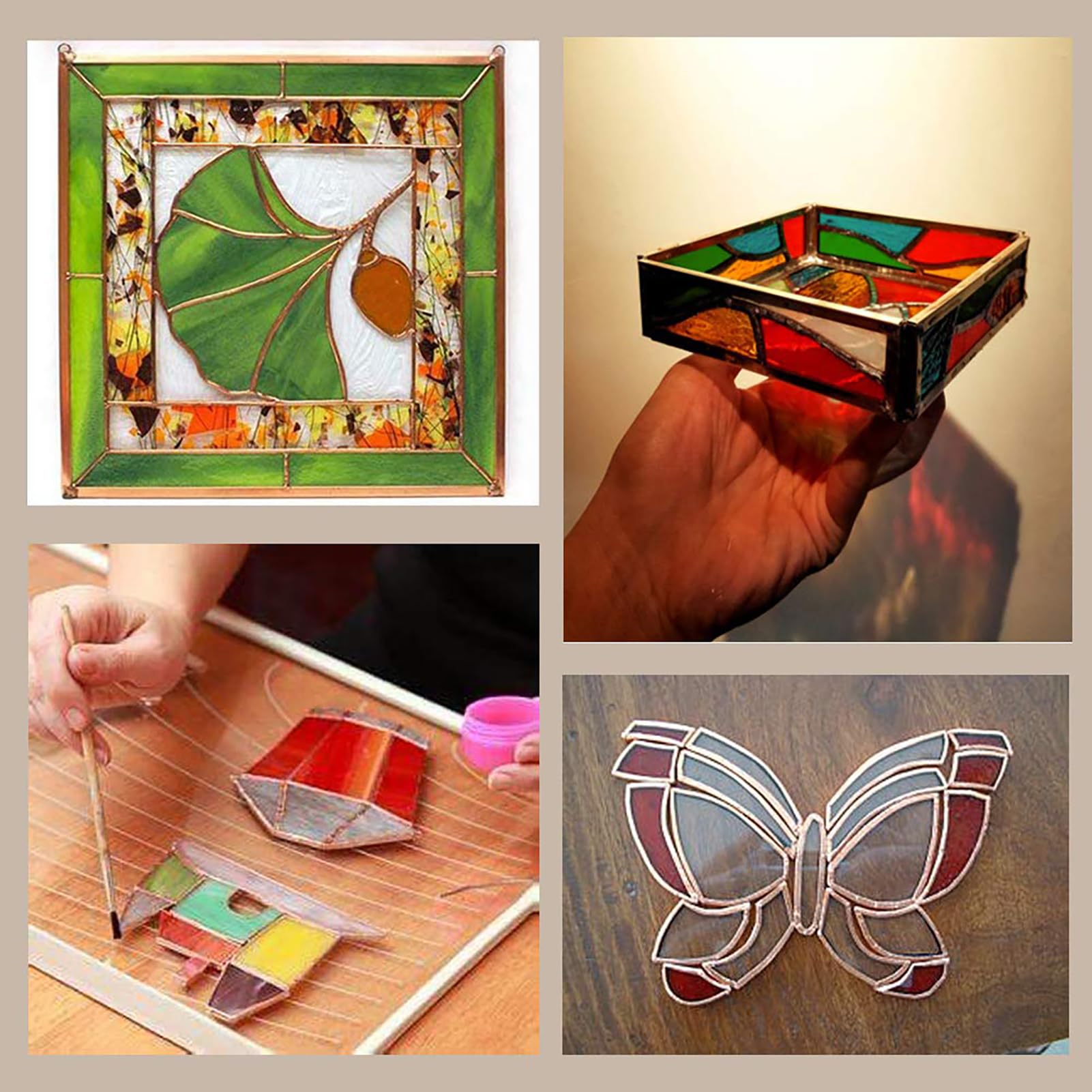 Stained Glass Kit for Adults - Complete Starter Kit with Soldering Iron, Glass Cutter, Solder Wire & Copper Foil Tape - DIY Art & Home Decor Project Supplies - Perfect for Window Decor, Church Restorations & Craft Gifts