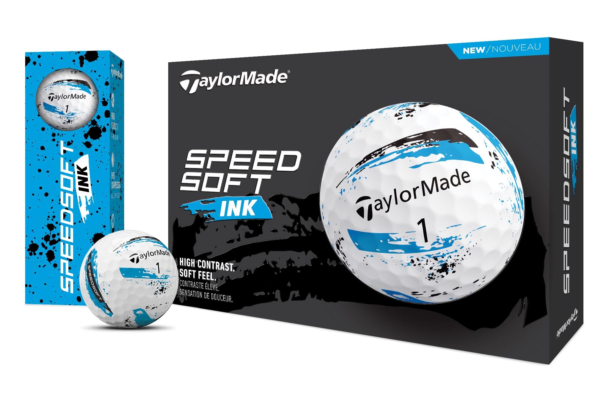 TaylorMade Speed Soft Ink Golf Balls - Premium High Performance Golf Balls for Distance & Control - Perfect for Practice, Tournaments & Casual Play