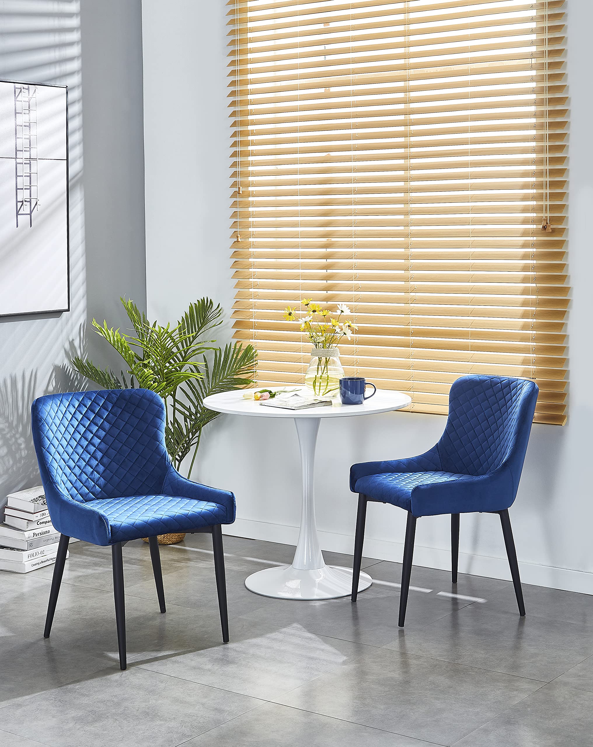 Vintage Mid Century Style Nordicana Dining Chair Set of 2 - Navy Blue Accent Chairs for Kitchen, Restaurant & Living Room | Perfect for Modern Home Decor & Entertaining