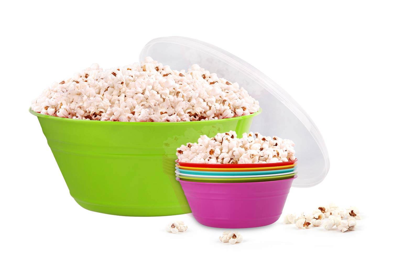 Mintra Home Snack Bowls Set - 4-Piece Green Popcorn Bowls for Chips, Nuts & Party Snacks - Perfect for Movie Nights, Game Days & Family Gatherings
