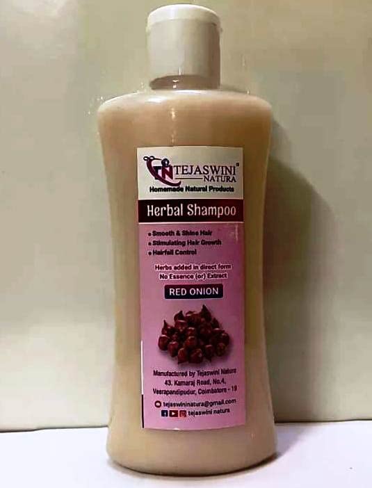 Tejaswini Natura Red Onion Hair Shampoo 250ml - Promotes Hair Growth & Reduces Hair Fall - Perfect for Damaged & Thinning Hair Care Routine