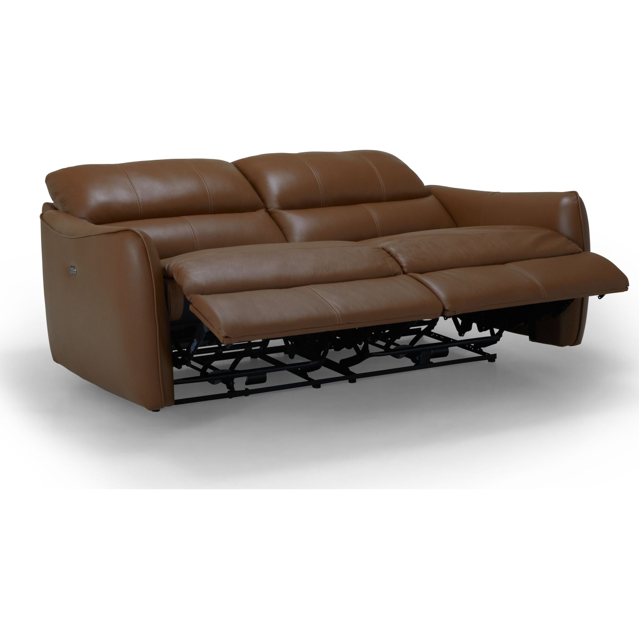 Arlo Power Reclining Sofa - 3-Seater Leather Sectional Couch with USB Charging Ports, Valencia Biscotti Color - Perfect for Living Room, Home Theater & Family Gatherings