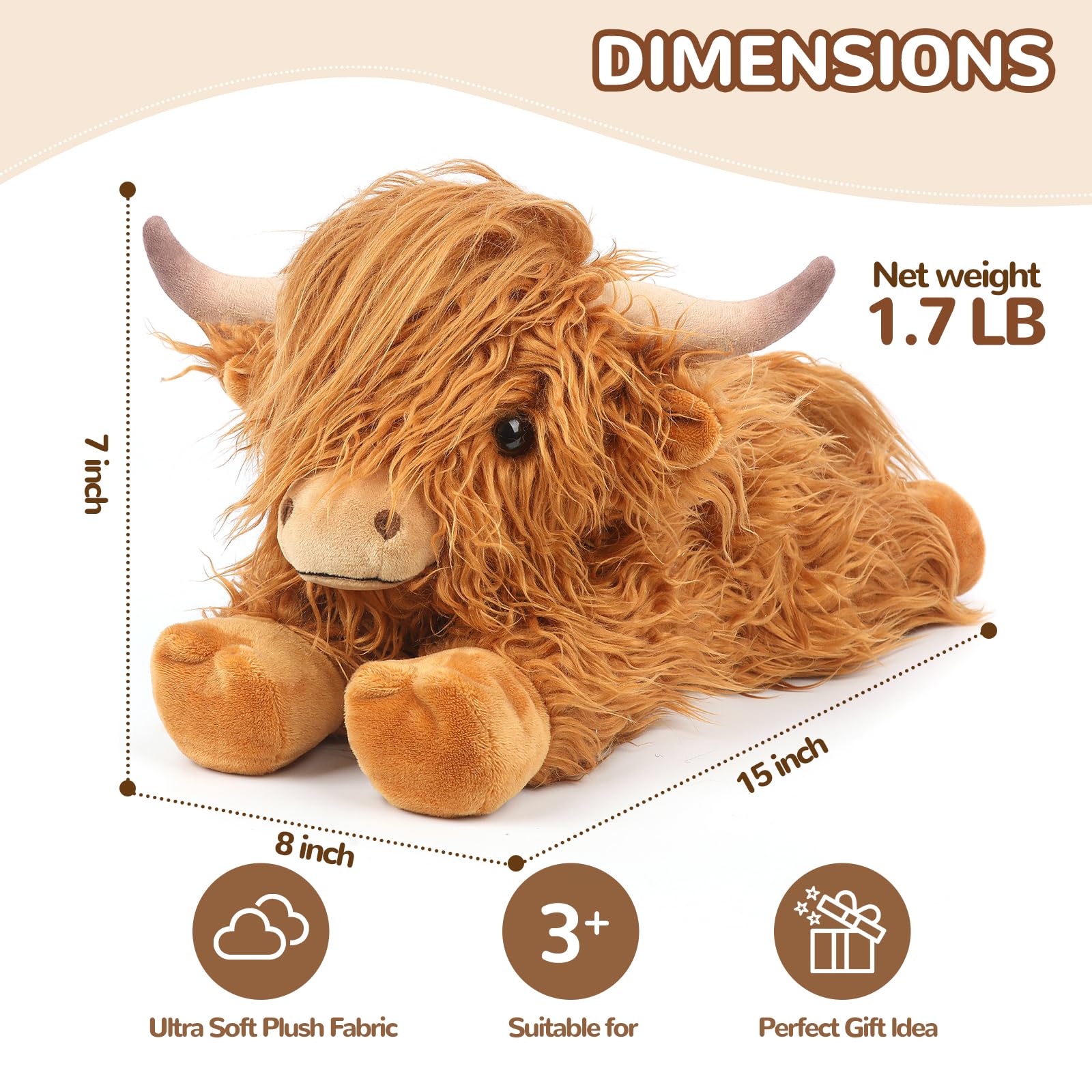 Heatable Highland Cow Plush Toy - Microwaveable Stuffed Animal for Pain Relief & Stress, Lavender Scented Warmable & Coolable Cow Plushie for Anxiety, Women & Kids | Perfect for Bedtime, Cramp Relief & Relaxation