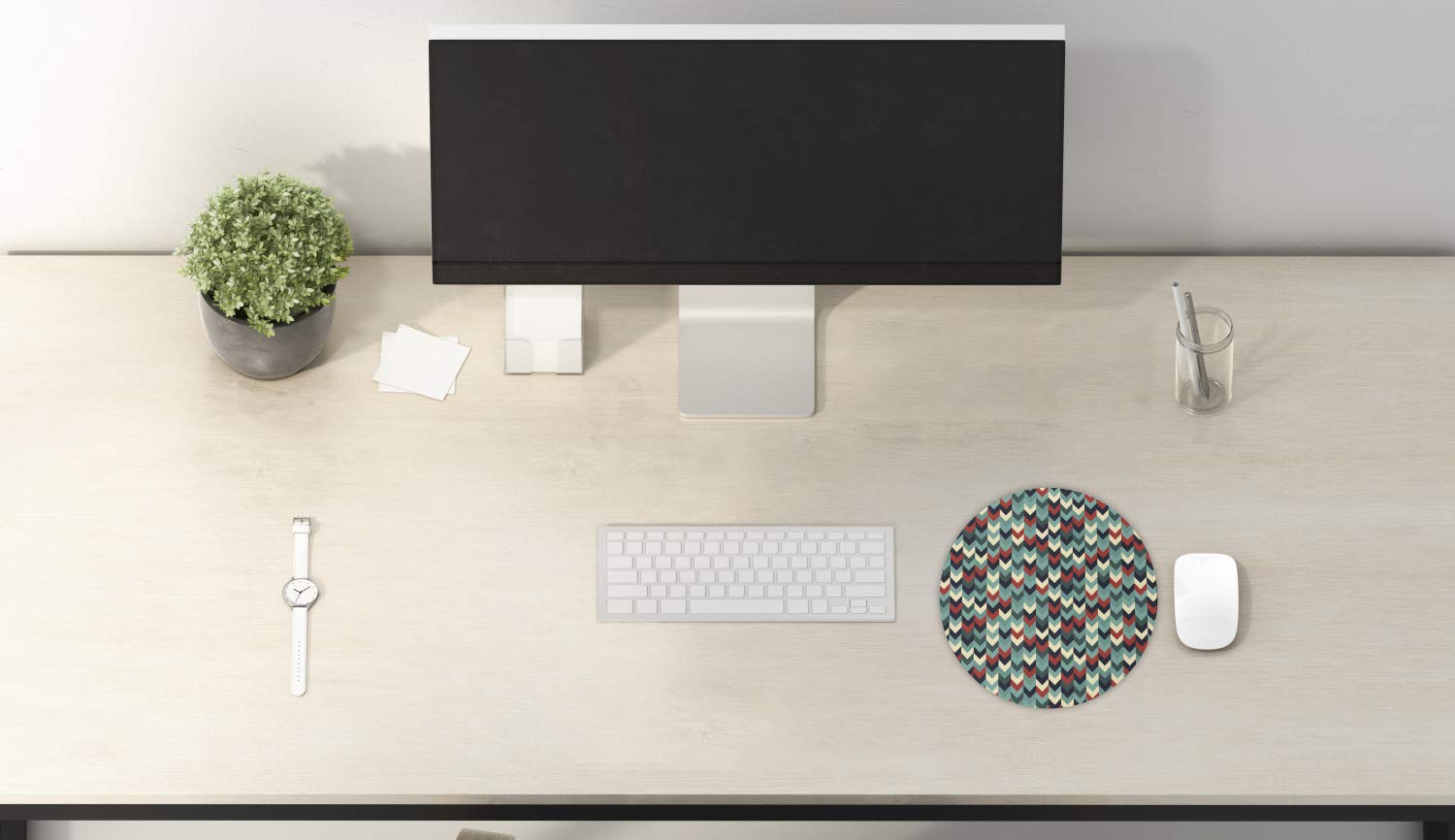 Ambesonne Non-Slip Round Gaming Mouse Pad - 8