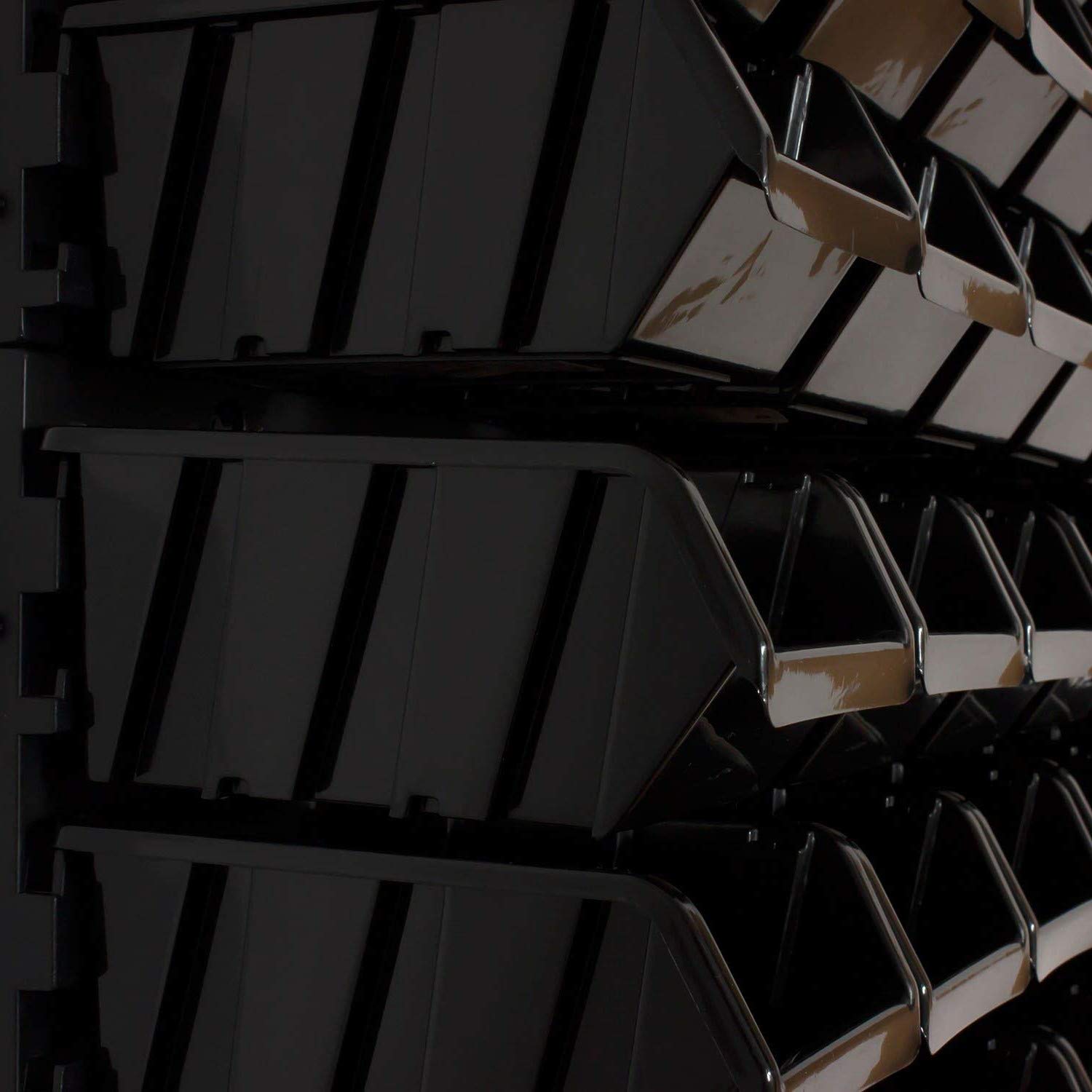 75 Black XS & 60 Black S Size Storage Bins with Wall Mounted Panel - Space Saving Closet, Garage & Pantry Organization Solution