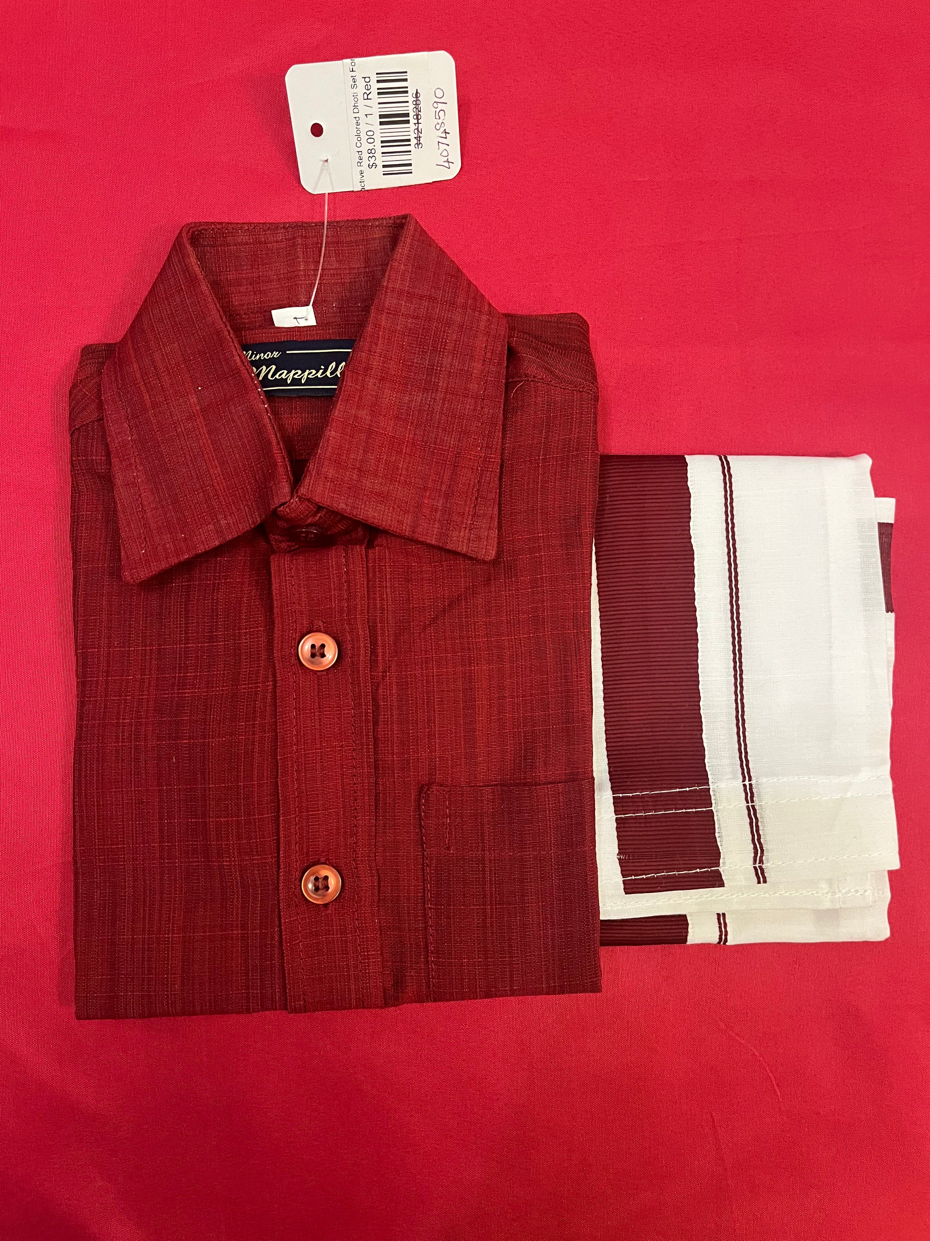 Stylish Maroon Silk Cotton Shirt & Dhoti Set for Kids | Comfortable Ethnic Outfit for Festivals, Weddings & Cultural Events