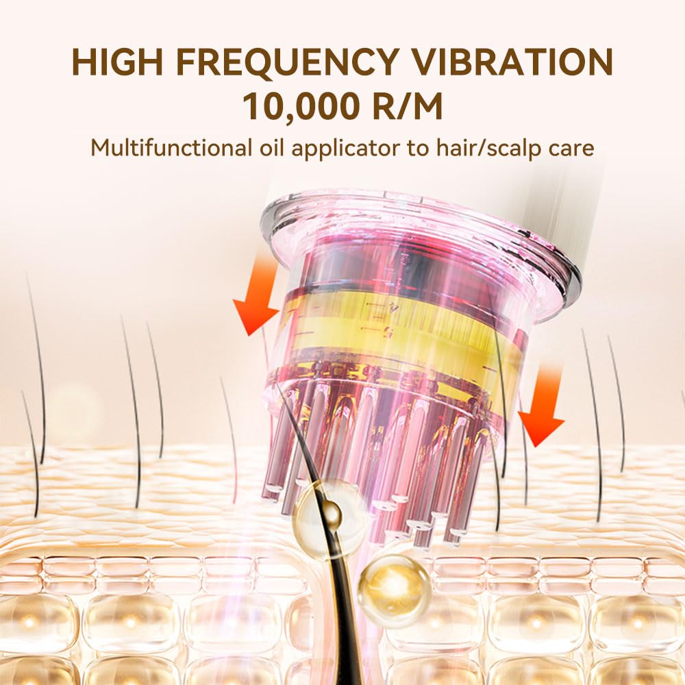 Electric Hair Oil Applicator & Scalp Massager 2-in-1 - Automatic Essential Oil Dispensing Brush for Hair Growth & Scalp Care - Handheld Hair Serum Applicator with Massage Comb - Perfect for Home Hair Treatments & Salon Use
