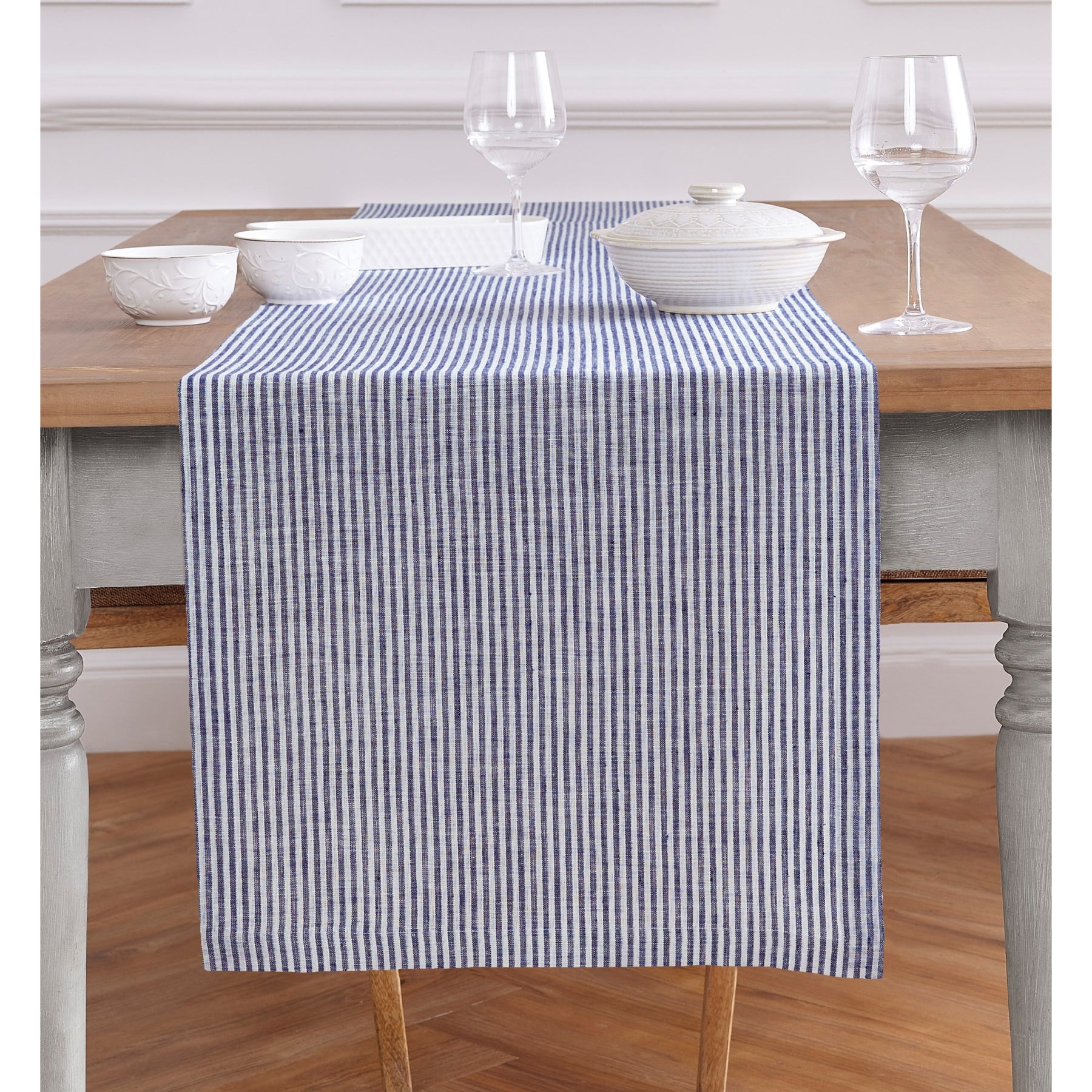 Elegant Narrow Stripe Table Runner - 16 Inch & 18 Inch Wide Options for Dining Table Decor, Wedding Centerpiece, and Holiday Table Setting
