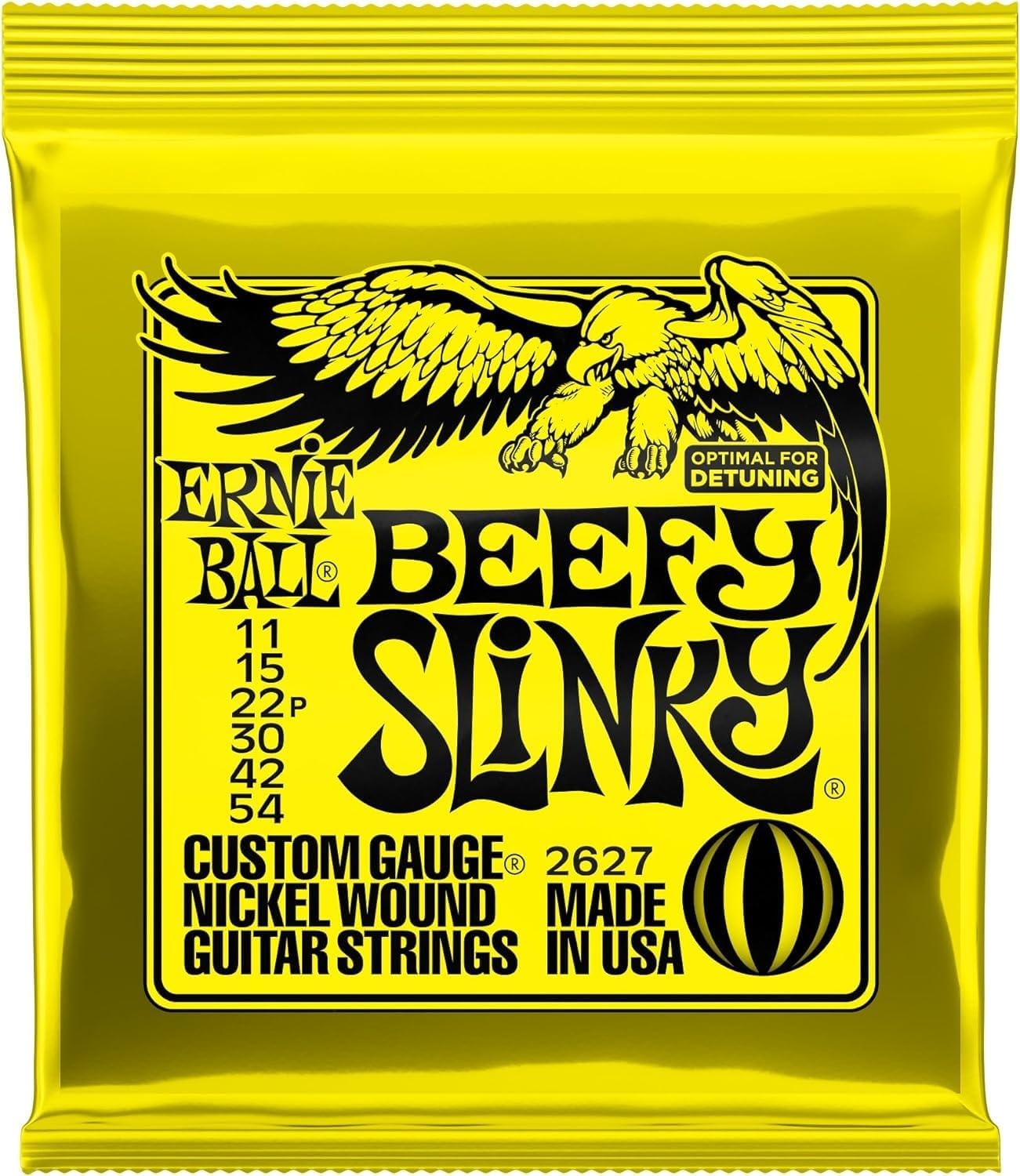Ernie Ball Beefy Slinky Nickel Wound Electric Guitar Strings 11-54 Gauge (P02627) - Premium Nickel Plated Steel for Bright Tone & Longevity - Perfect for Rock, Metal & Blues Guitarists