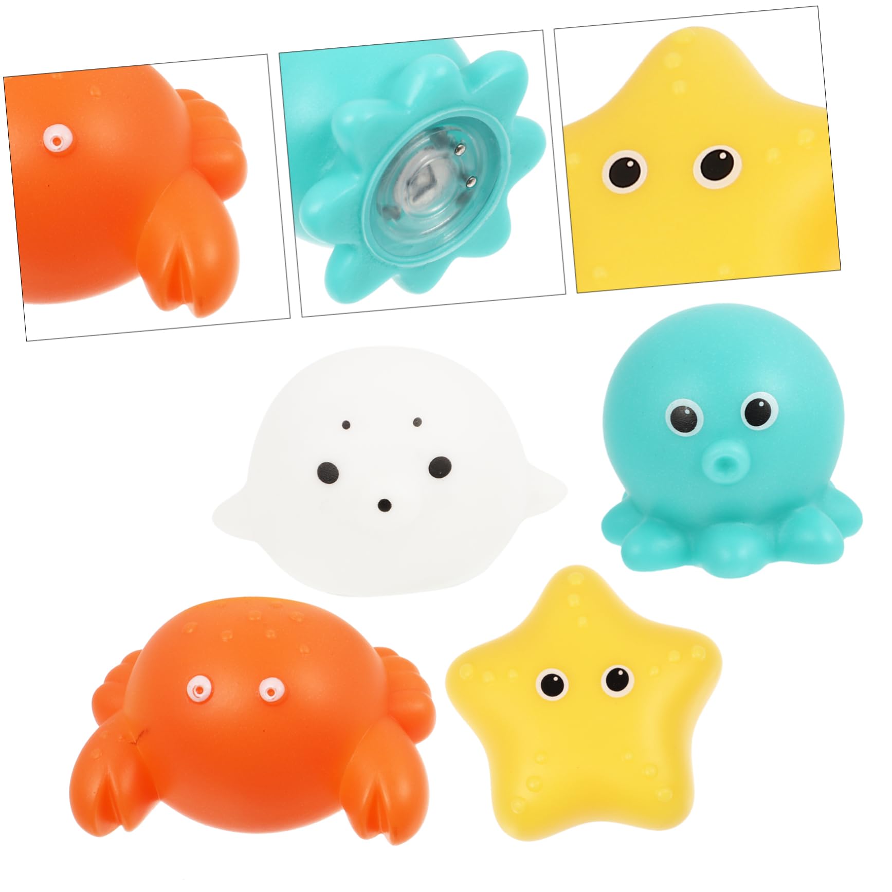 DRESSOOS 4-Piece Light Up Floating Water Toys - Glow in Dark Bath & Pool Toys for Kids, Fun Learning Sea Lion Vinyl Bathtub Toys for Toddlers | Perfect for Night Swimming, Sensory Play & Bath Time Fun