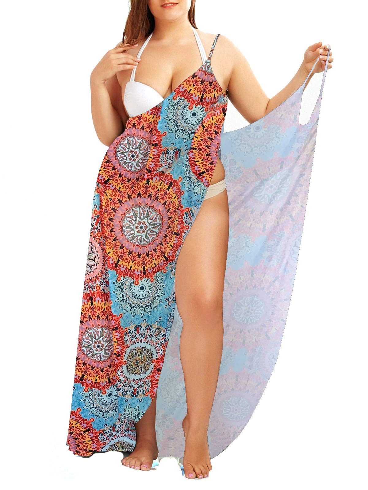**Plus Size Backless Long Beach Dress - Spaghetti Strap Cover Up Wrap for Women, Perfect for Poolside, Vacation & Summer Outfits**