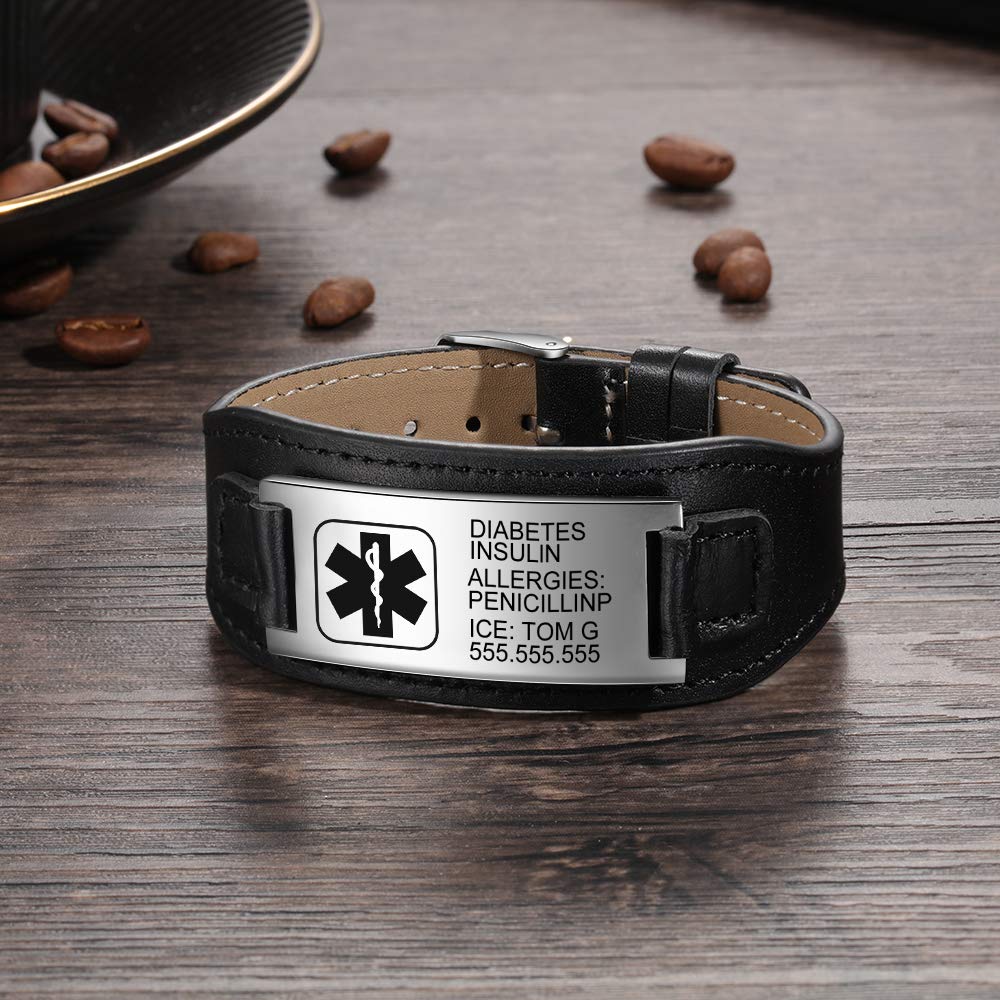 Personalized Silicone Medical Alert ID Bracelet - Adjustable, Waterproof, Engraved Emergency ID for Men & Women (9 Inches) - Perfect for Sports, Hiking, Running & Outdoor Activities