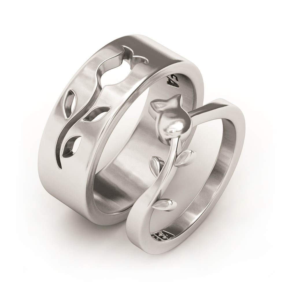 EVBEA Vintage Rose Promise Rings for Women and Men - Wedding Band Set for Couples - Romantic Thumb Rings for Him and Her - Perfect for Anniversaries, Engagements, and Valentine's Day Gifts