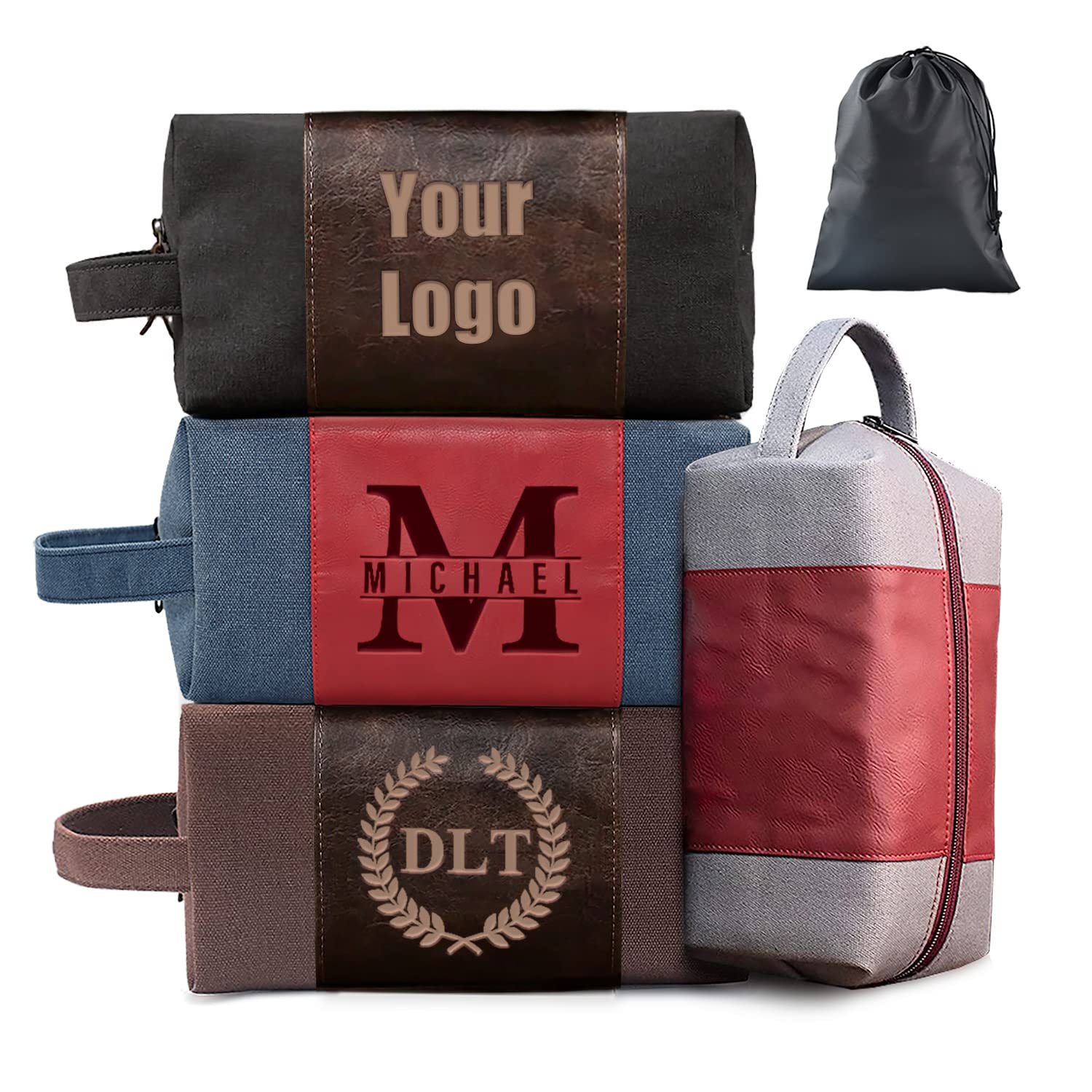 Handcrafted Personalized Leather Toiletry Bag for Men - Custom Dopp Kit for Travel, Grooming & Shaving | Ideal Gift for Father, Husband, Boyfriend & Groomsmen | Durable Cosmetic & Toiletry Organizer for Business Trips, Weddings & Vacation