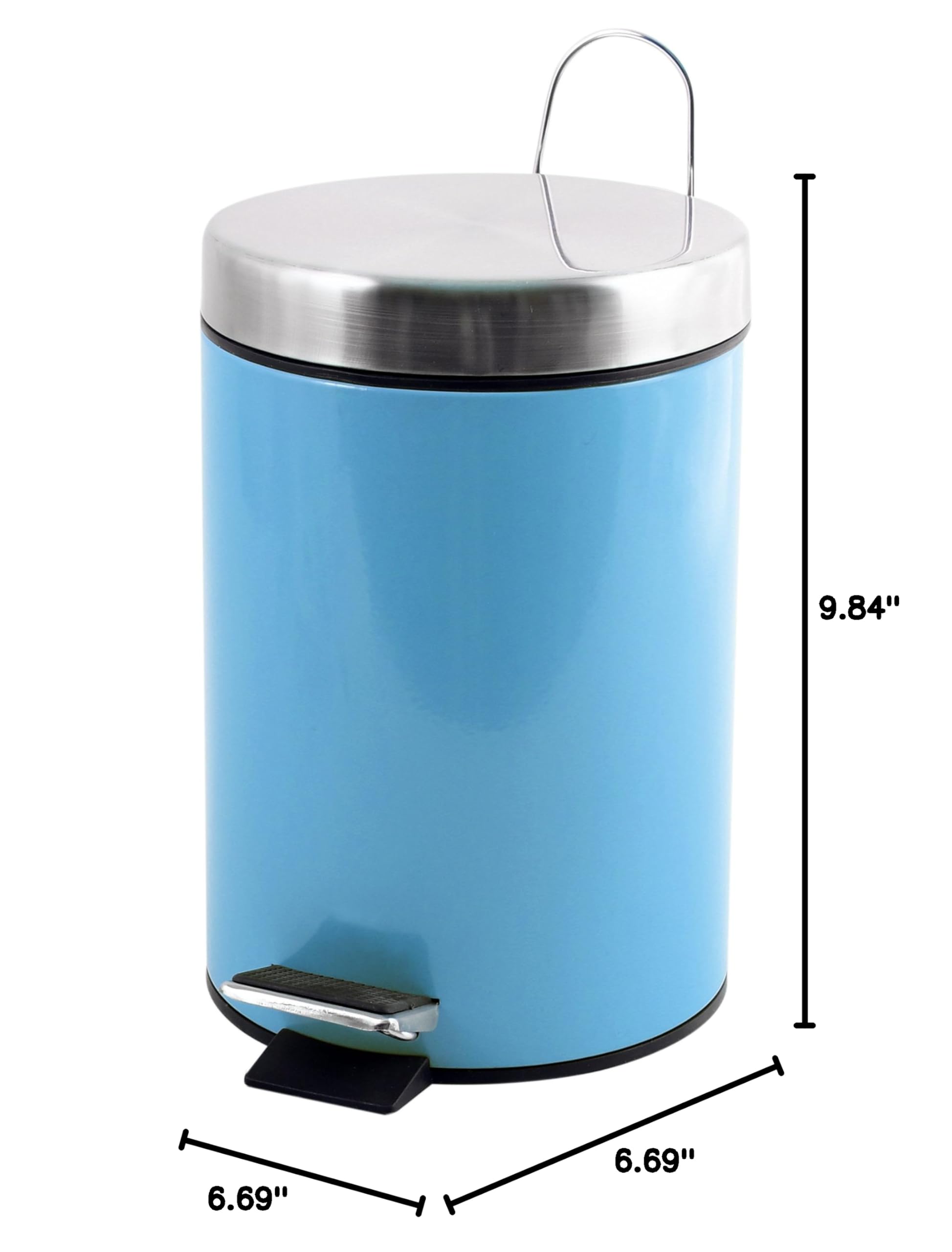 Pastel Blue 3L Bathroom Trash Can with Removable Inner Bucket - Small Waste Bin for Bathroom, Kitchen, Office & Bedroom | Odor Control & Easy Cleaning