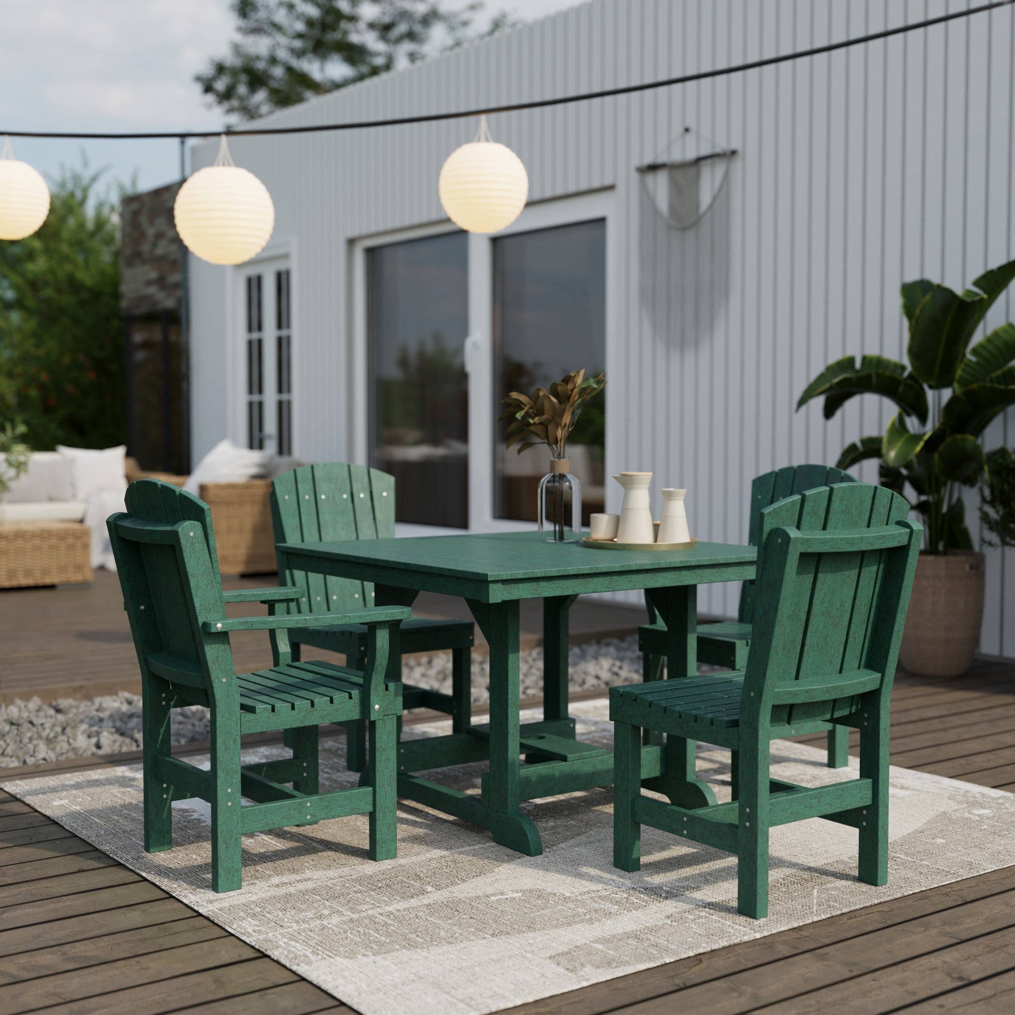 Heritage 5-Piece 44x44 Inch Square Outdoor Dining Set with Cushions - Perfect for Patio, Garden, and Backyard Entertaining