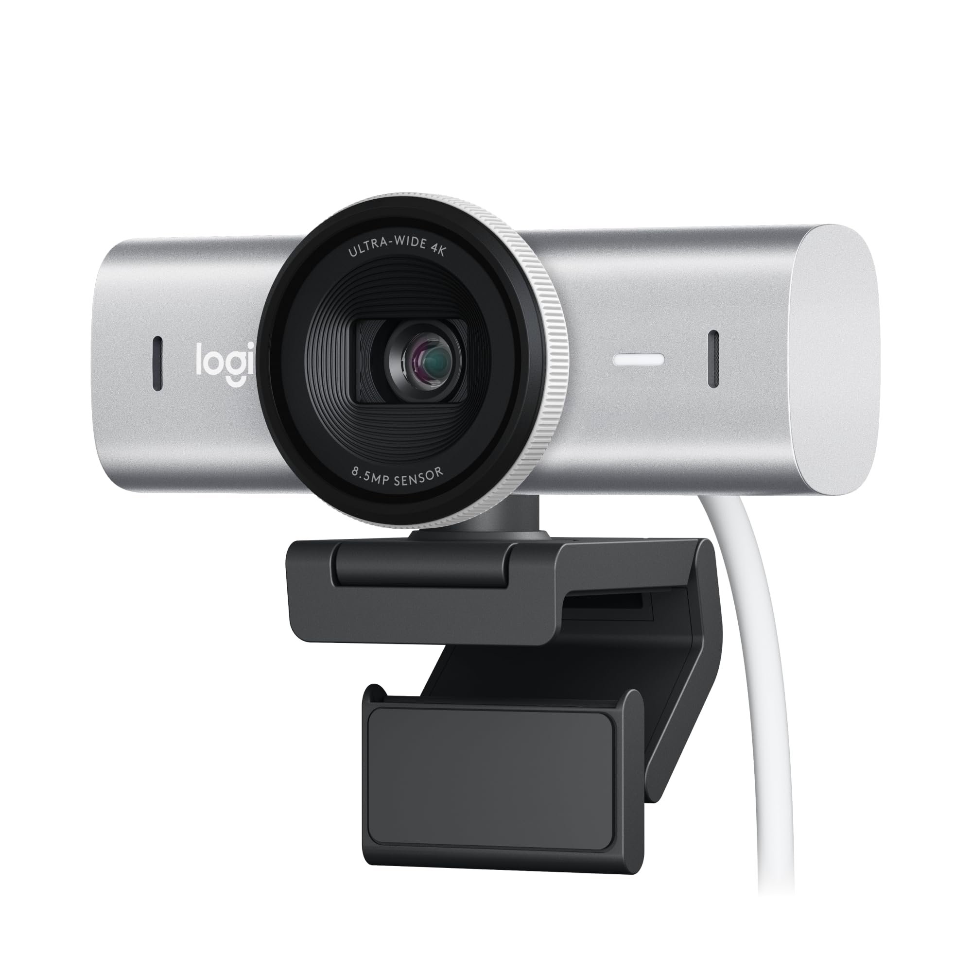 Logitech MX Brio 4K Ultra HD Webcam with Dual Noise-Reducing Mics - 1080p 60FPS Streaming Webcam for Zoom, Microsoft Teams & Google Meet - USB-C Webcam with Privacy Cover & Show Mode - Perfect for Home Office, Video Conferencing & Live Streaming (Pale Grey)
