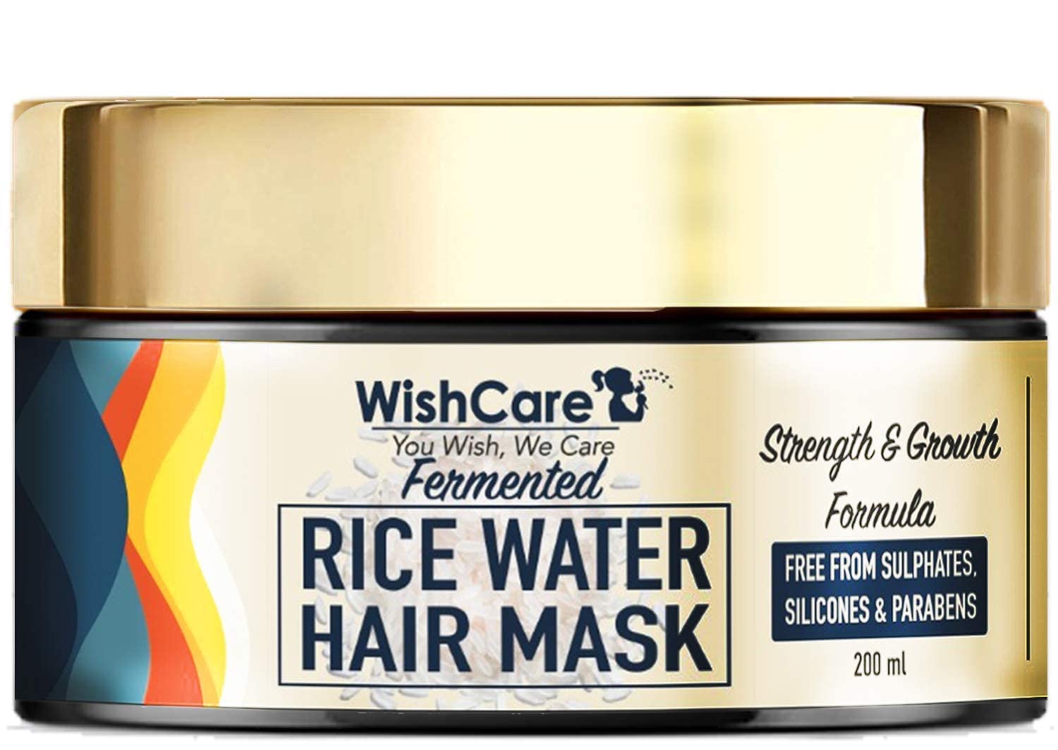 RUP WishCare Fermented Rice Water Hair Mask for Dry & Frizzy Hair - Strengthens & Promotes Hair Growth - Sulfate Free, Paraben Free & Mineral Oil Free - Suitable for All Hair Types - 200ml - Perfect for Damaged Hair Repair & Daily Nourishment at Home or Salon
