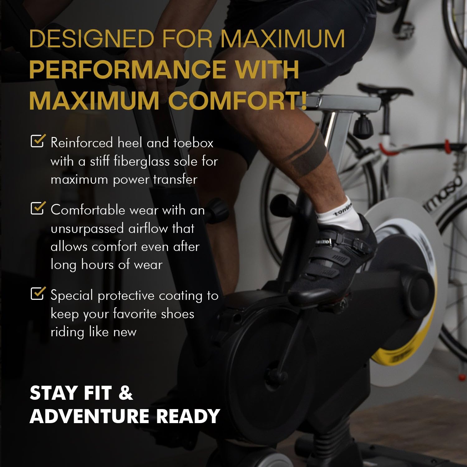 Tommaso Strada Men's SPD Cycling Shoes - Compatible with Peloton, Road Bikes & Indoor Spin Bikes - Lightweight Delta Clip Bike Shoes for Indoor Cycling & Fitness Training - Perfect for Spin Classes, Home Workouts & Professional Road Cycling