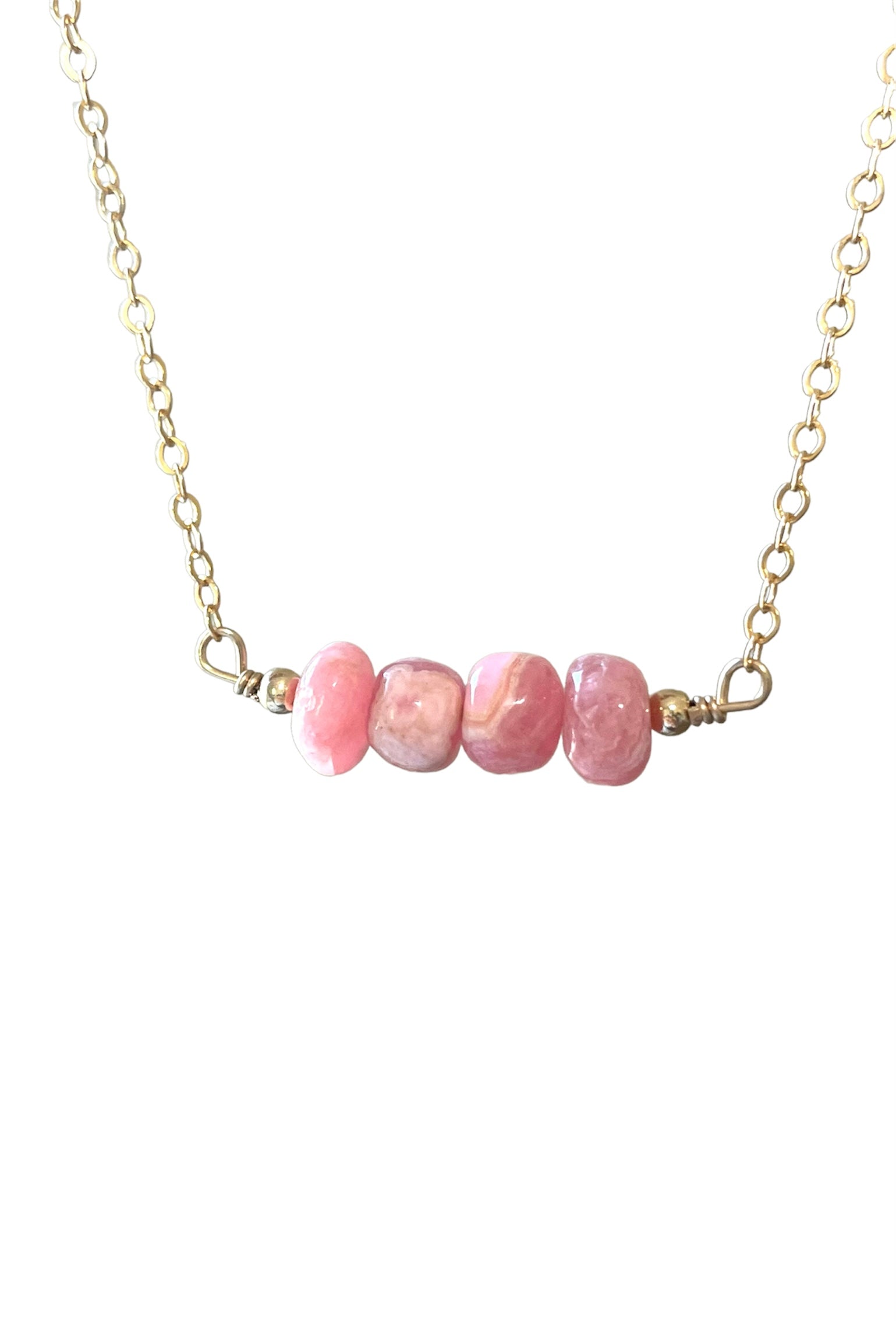 Rhodochrosite Beaded Bar Necklace – Elegant Gemstone Jewelry for Women | Perfect for Casual Wear, Office & Special Occasions