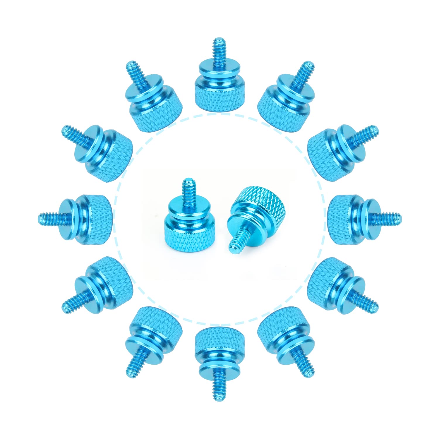 20-Pack 6-32 Thread Lake Blue Anodized Aluminum Thumb Screws for Computer Case, Cover, Power Supply & Hard Drives - Secure & Easy Installation for PC Builds & Upgrades
