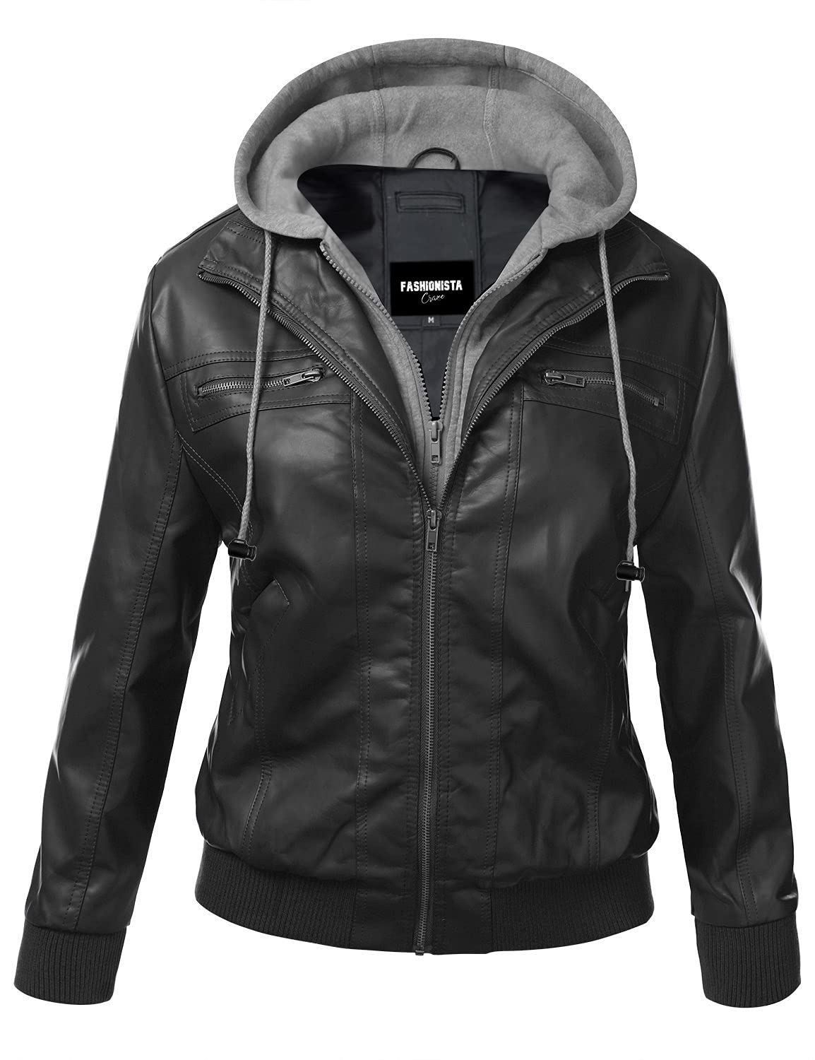 Stylish Women's Faux Leather Jacket with Hood - Trendy Vegan Leather Coat for Fall & Winter | Perfect for Casual Outfits, Night Out & Streetwear Fashion