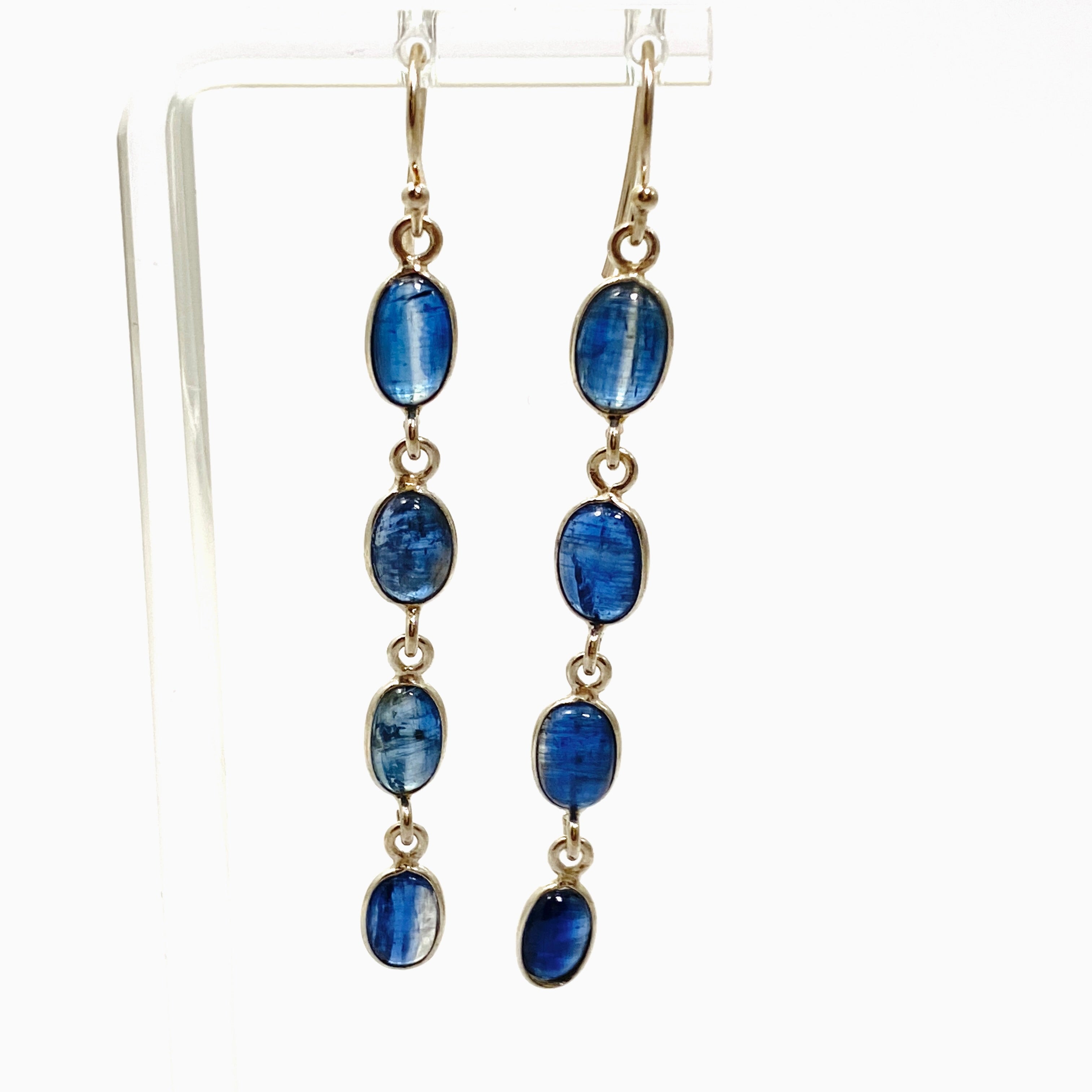 Blue Kyanite Oval Cabochon Earrings - Natural Multi Stone Jewelry for Women - Perfect for Boho Style & Everyday Wear (KEGJ1527)