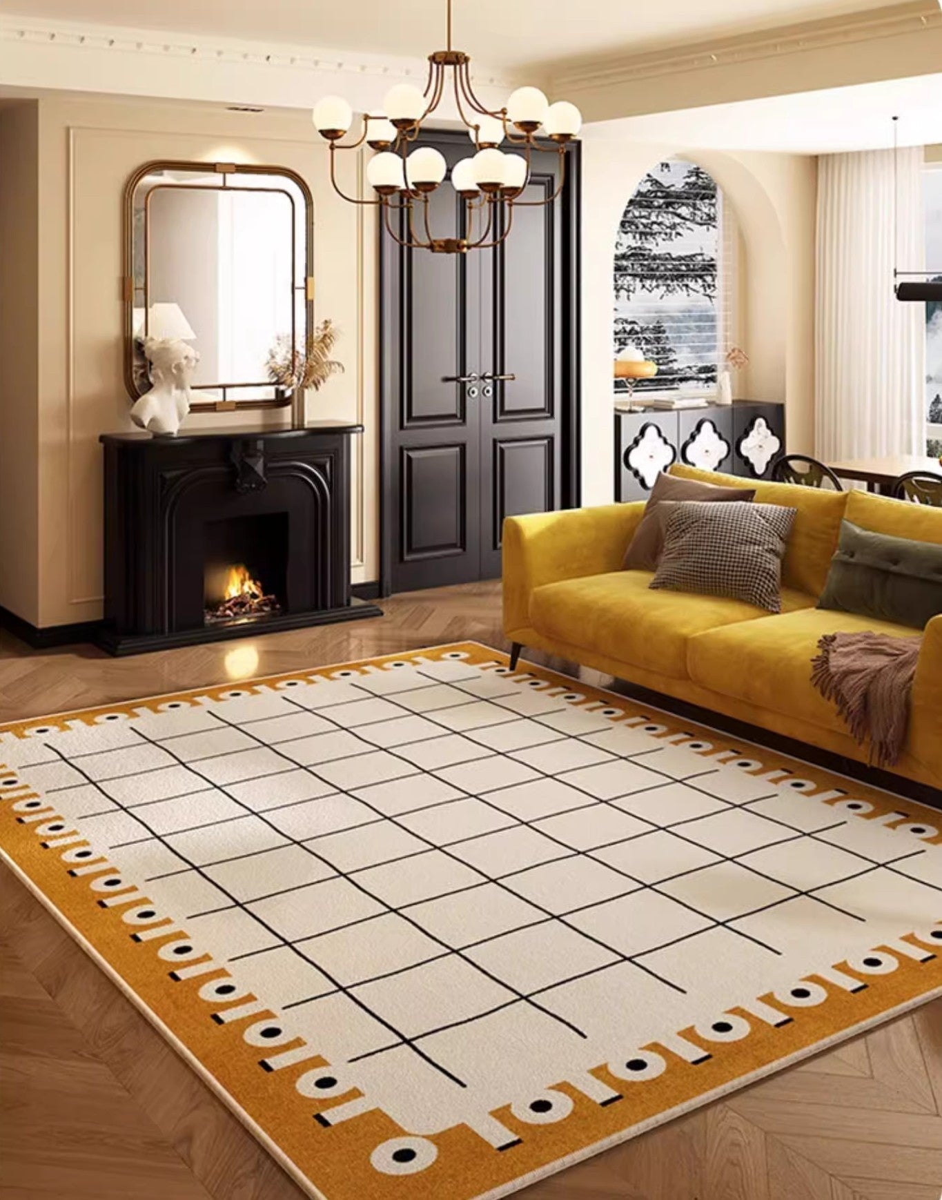 Modern Geometric Area Rugs - Contemporary Abstract Mid Century Design for Bedroom & Living Room - Soft Non-Slip Large Floor Carpet for Home Decor, Office & Dorm Room