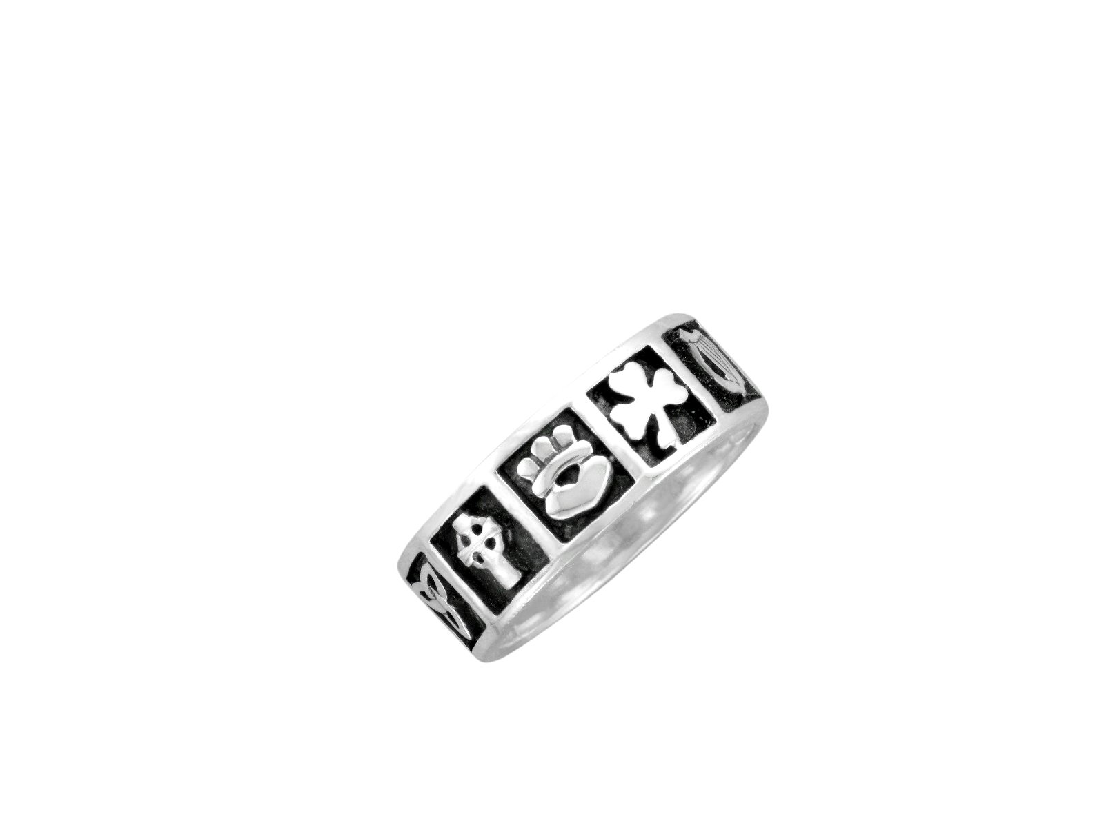Hallmarked Sterling Silver Irish Symbols Ring - Claddagh, Trinity Knot & Celtic Designs - Gift Box Included for Birthdays, Anniversaries & St. Patrick's Day