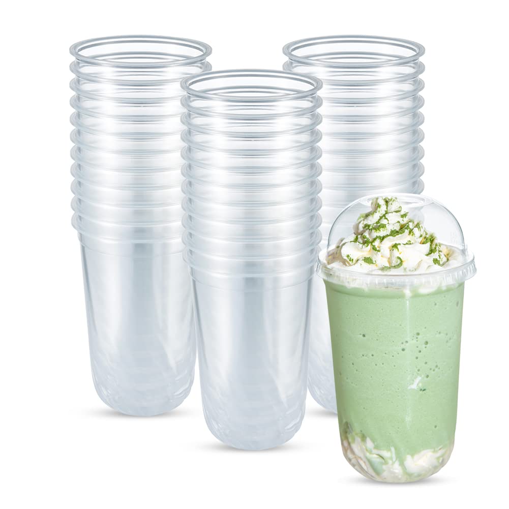 OTOR 12oz (50 Sets) Clear Disposable Plastic PP Cups with Dome Lids - Perfect for Sodas, Fruit Salads, Desserts, Yogurts & Beverages - Ideal for Parties, Cafes, Restaurants & Takeout