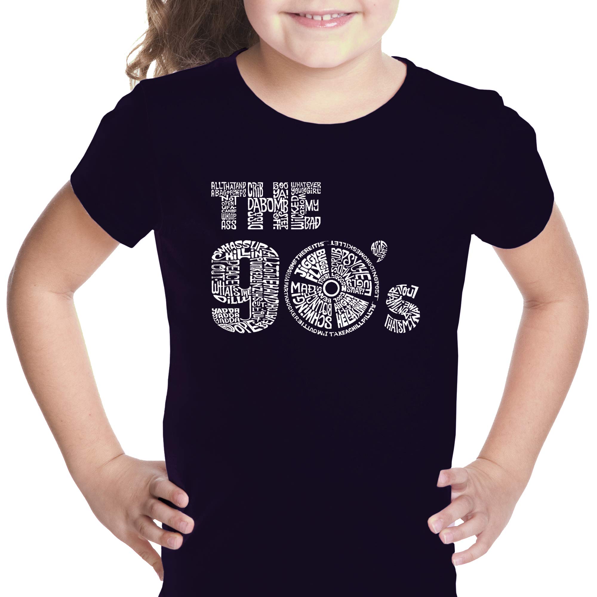 LA POP ART Vintage 90s Girl's Word Art Graphic T-Shirt - Trendy Retro Tee for Casual Wear & Street Style