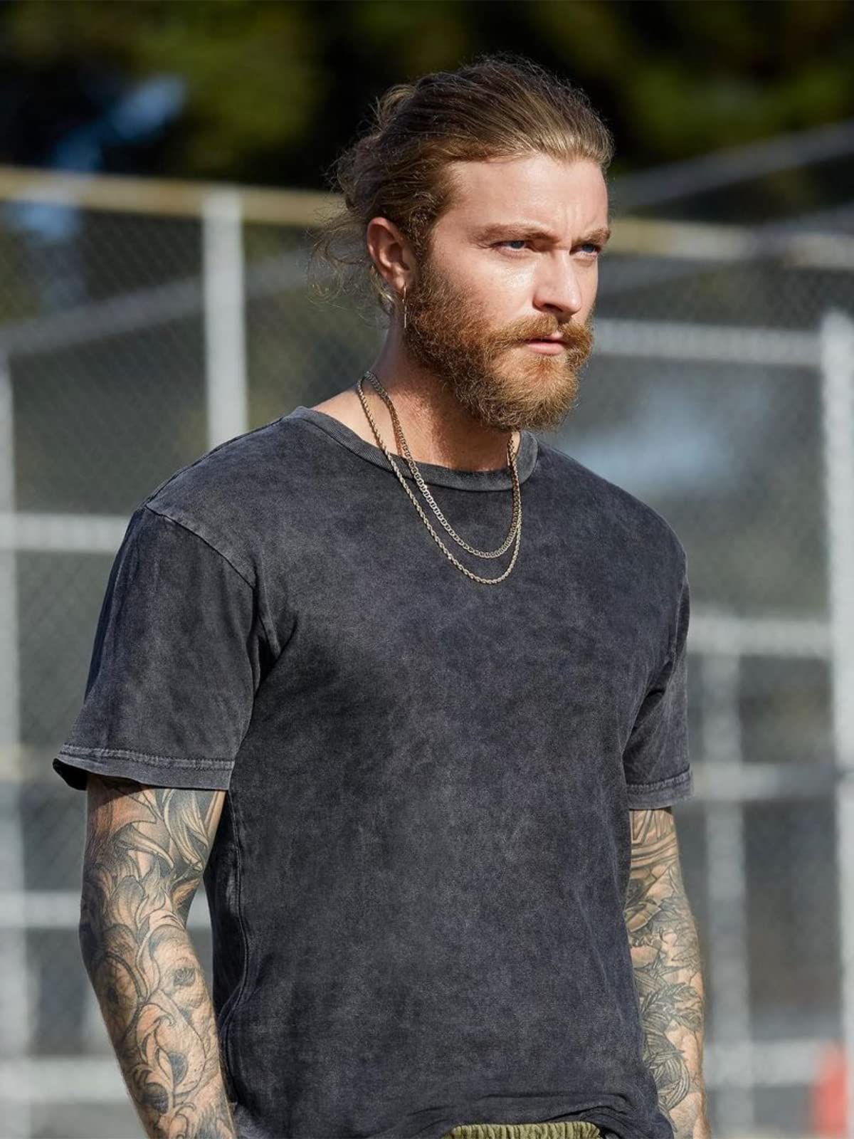 Vintage Distressed Mens T-Shirt - Faded Mineral Wash Hipster Tee for Casual Wear & Street Style Outfits