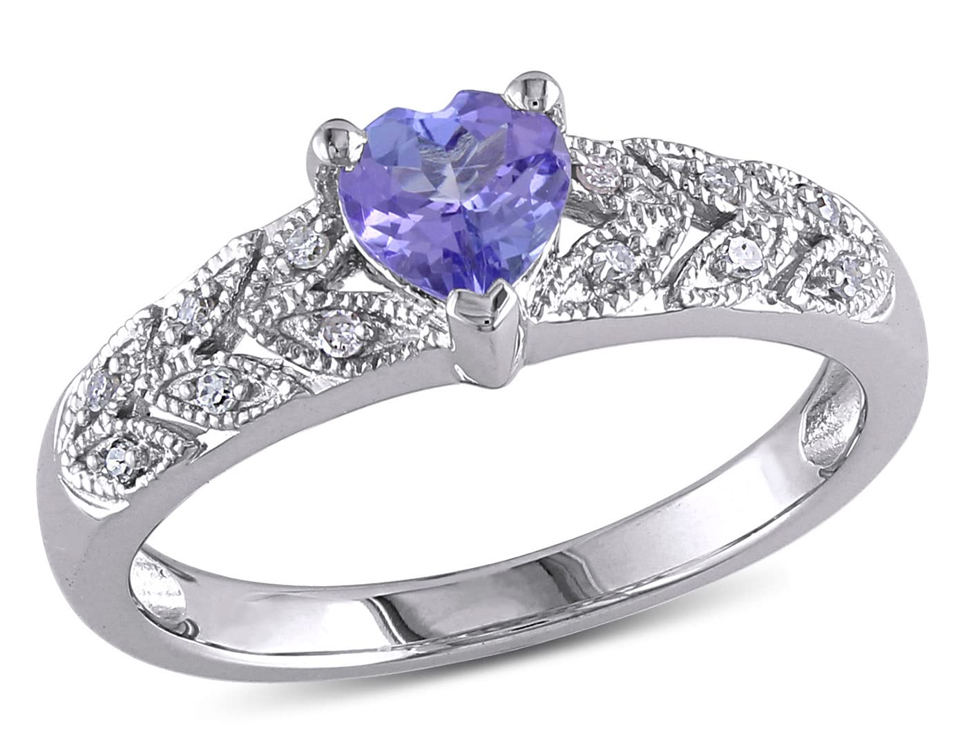 2/5 Carat (CTW) Tanzanite Heart Ring in Sterling Silver with Diamond Accent - Elegant Gift for Valentine's Day, Anniversary & Special Occasions