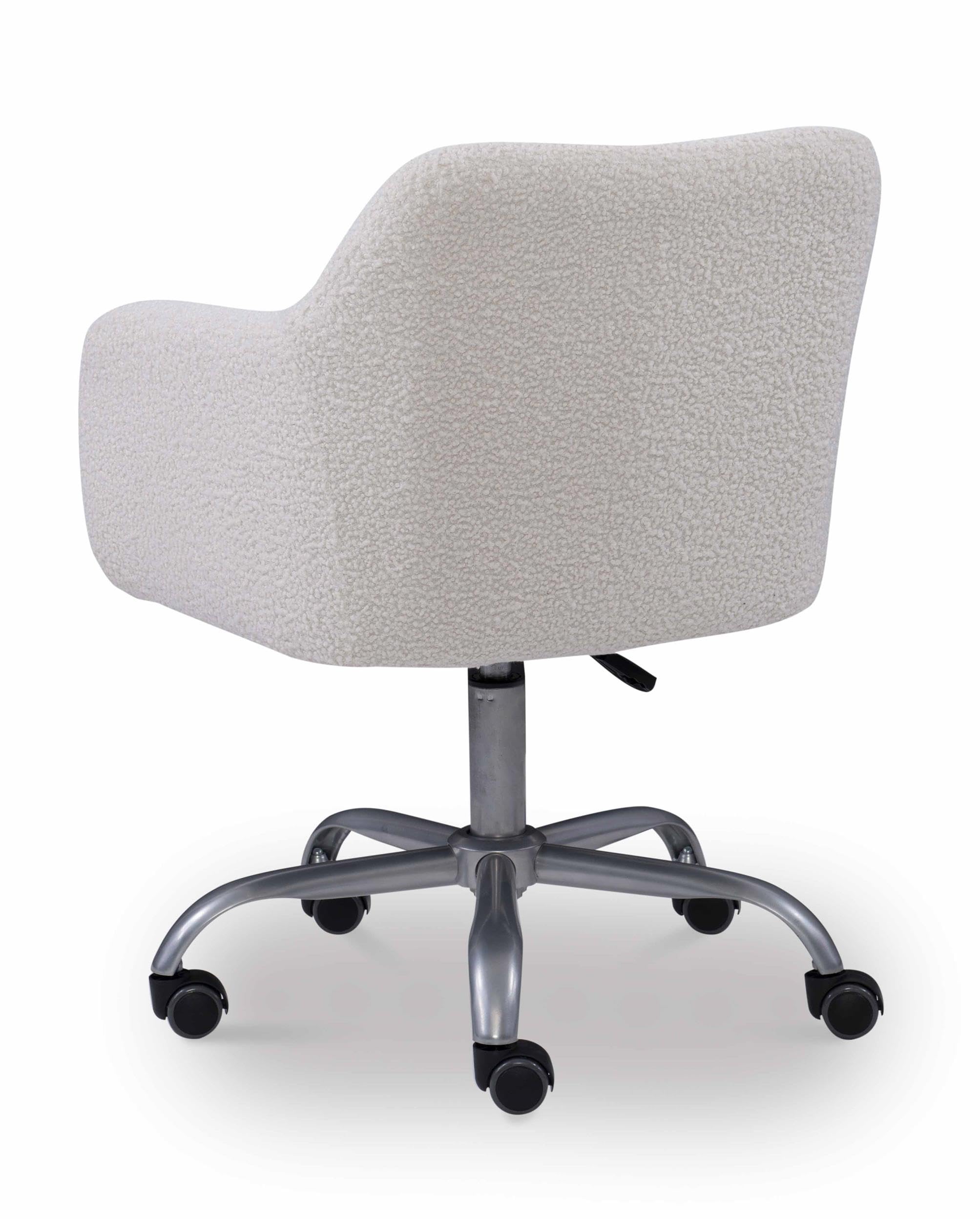 Linon Colton Adjustable Upholstered Office Chair with Wheels - Ergonomic Desk Chair with Lumbar Support, Swivel & Tilt Function - Natural Sherpa Fabric for Home Office, Gaming & Workspace Comfort